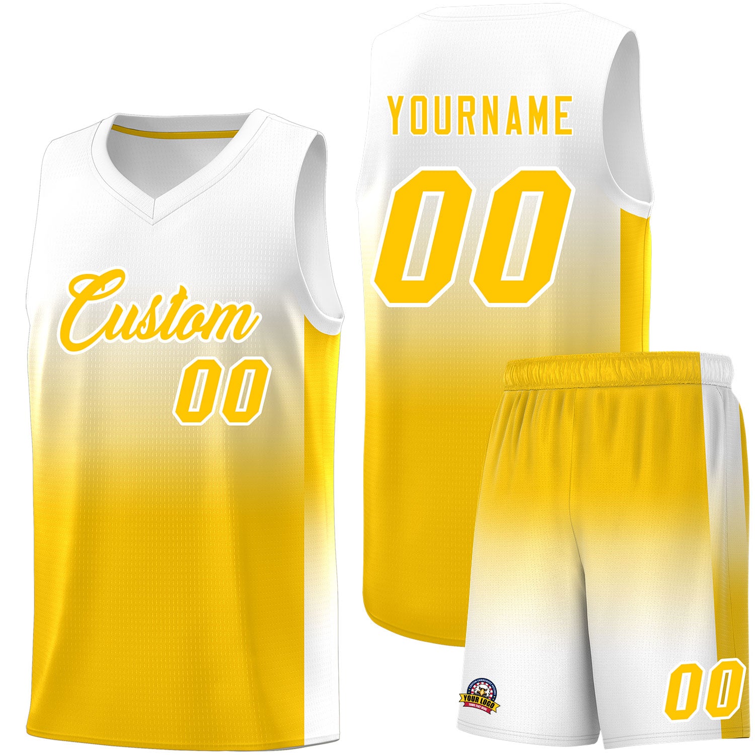 Fans-Made | Custom White Yellow Gradient Fashion Sets Sports Uniform Basketball Jersey ¨C Available for Reorder