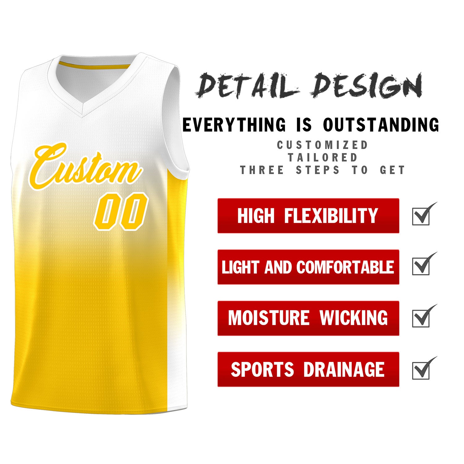 Fans-Made | Custom White Yellow Gradient Fashion Sets Sports Uniform Basketball Jersey ¨C Available for Reorder