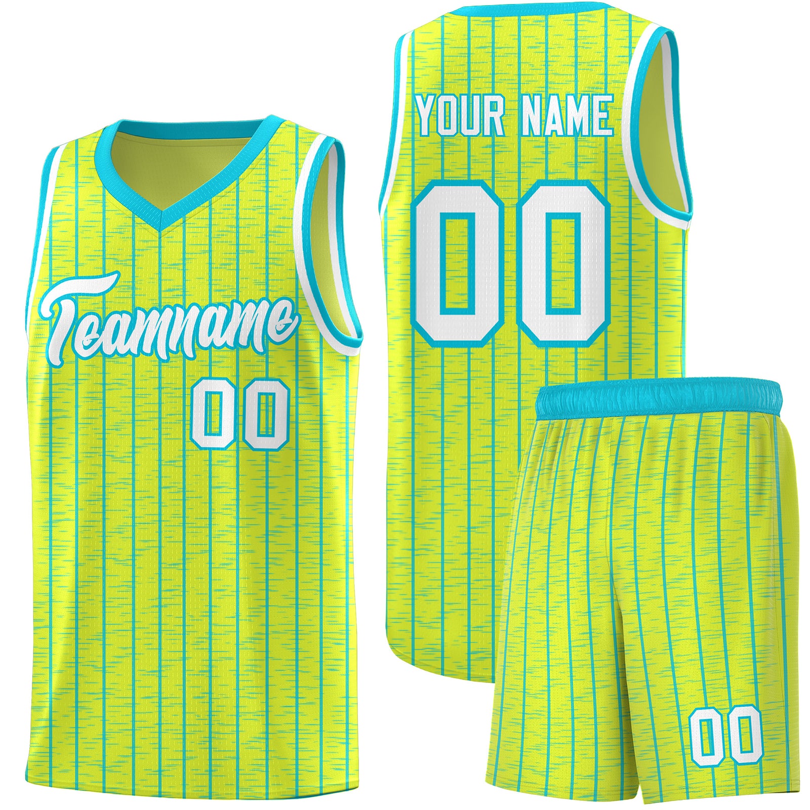 Custom Fluorescent Green Custom Gray Pinstripe Retro Sets Uniform Basketball Jersey