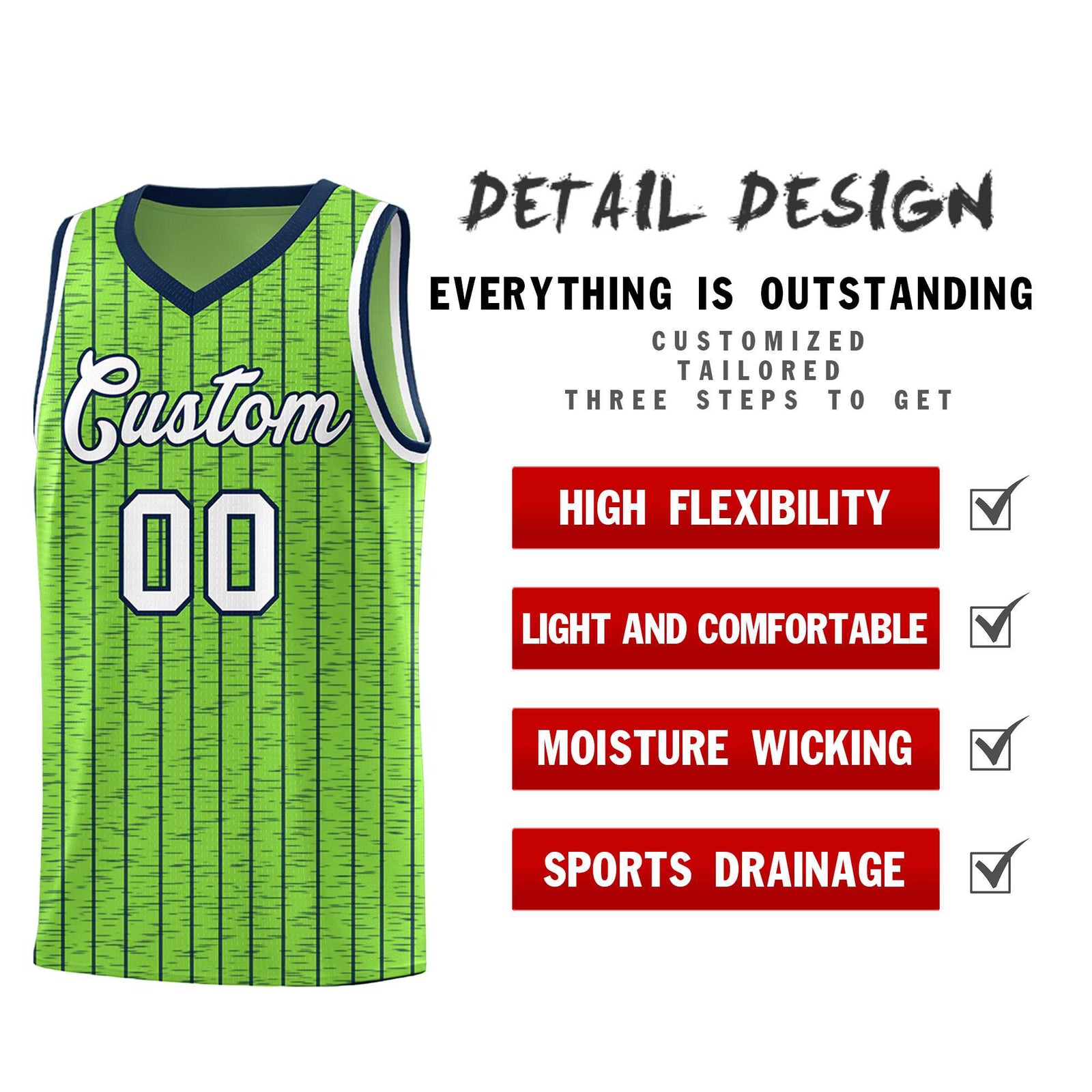 Custom Fluorescent Green Custom Gray Pinstripe Retro Sets Uniform Basketball Jersey