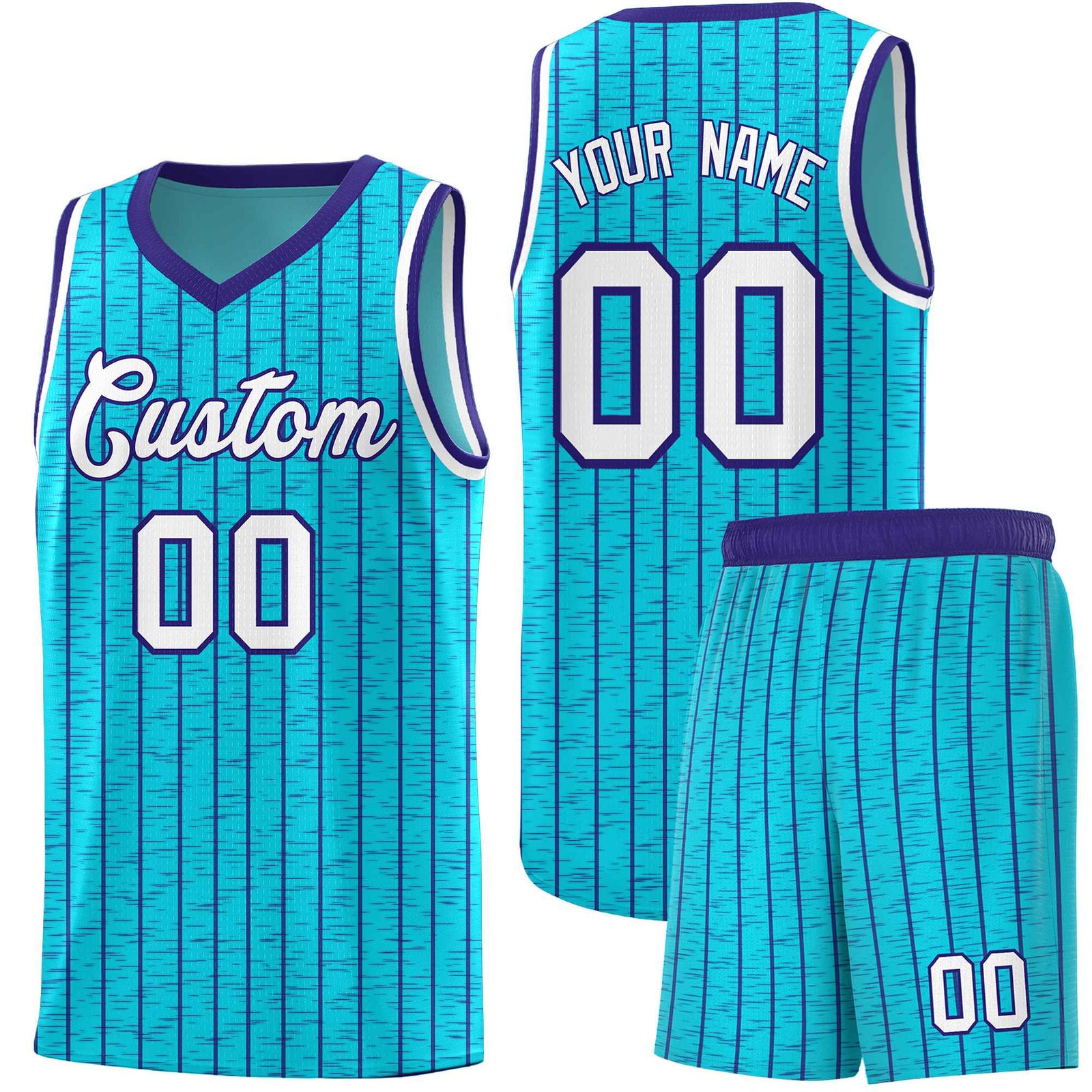 Custom Sky Blue Custom Gray Pinstripe Retro Sets Uniform Basketball Jersey