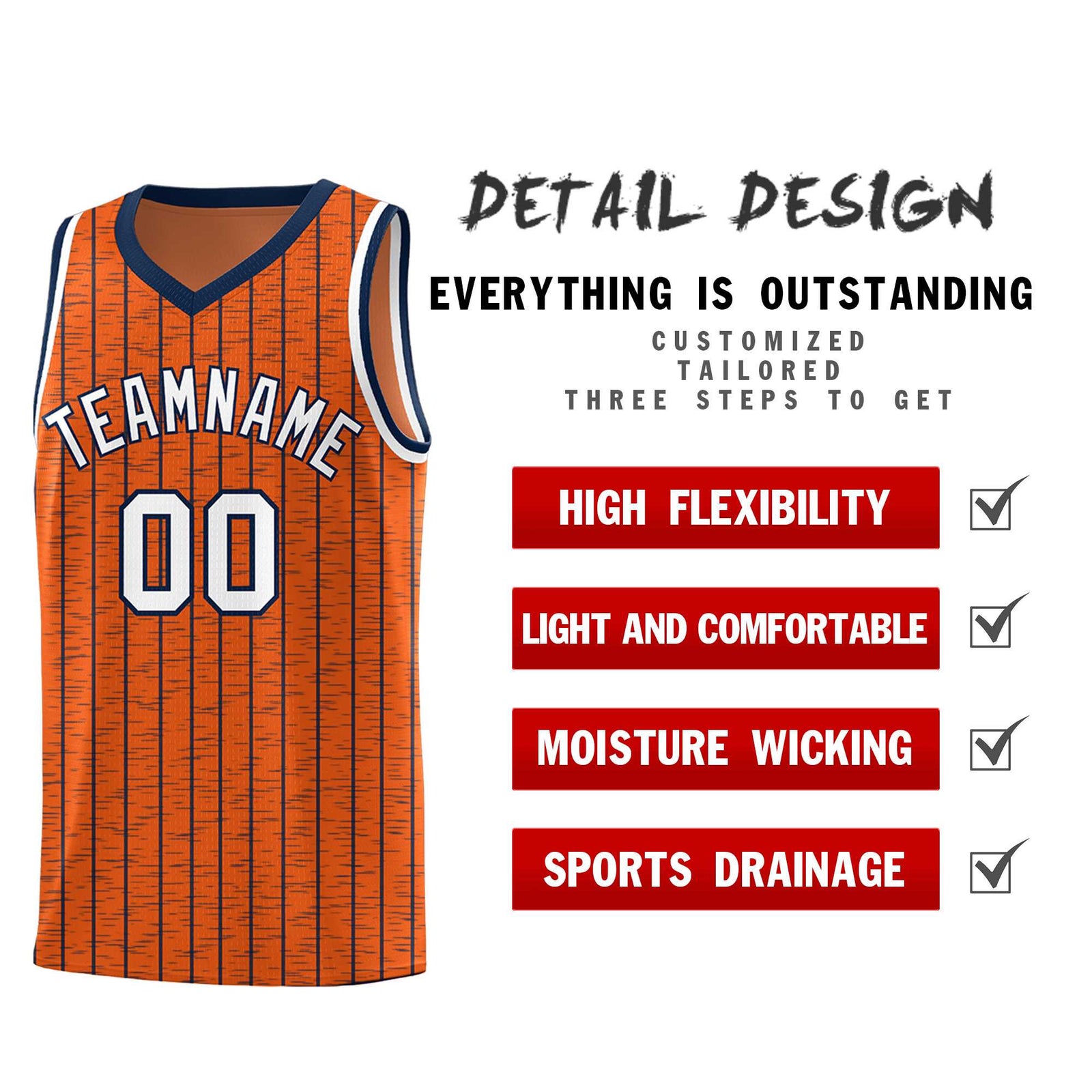Custom Orange Custom Gray Pinstripe Retro Sets Uniform Basketball Jersey