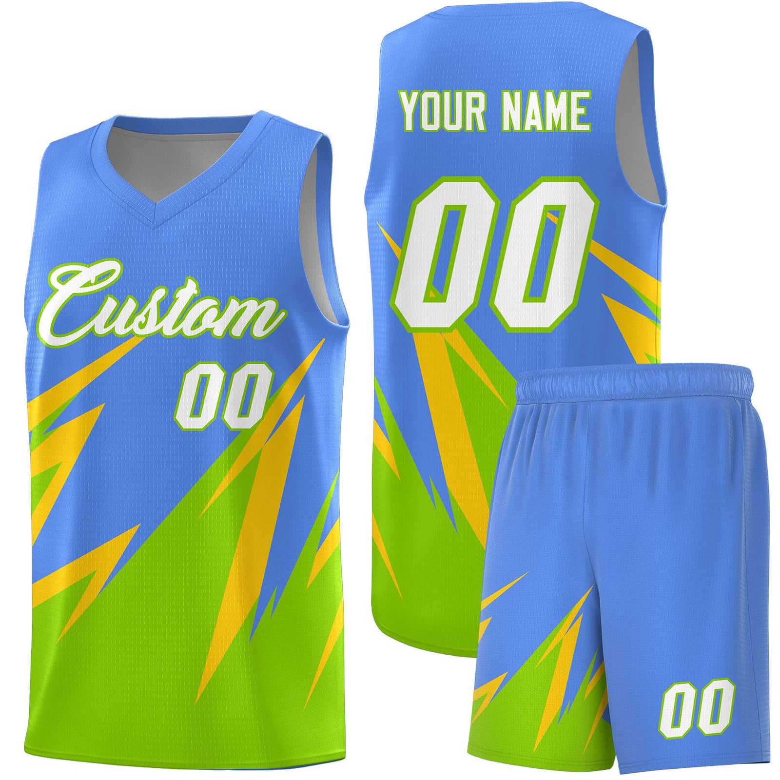 Custom Light Blue Abstract Mountain Pattern Sports Uniform Basketball Jersey