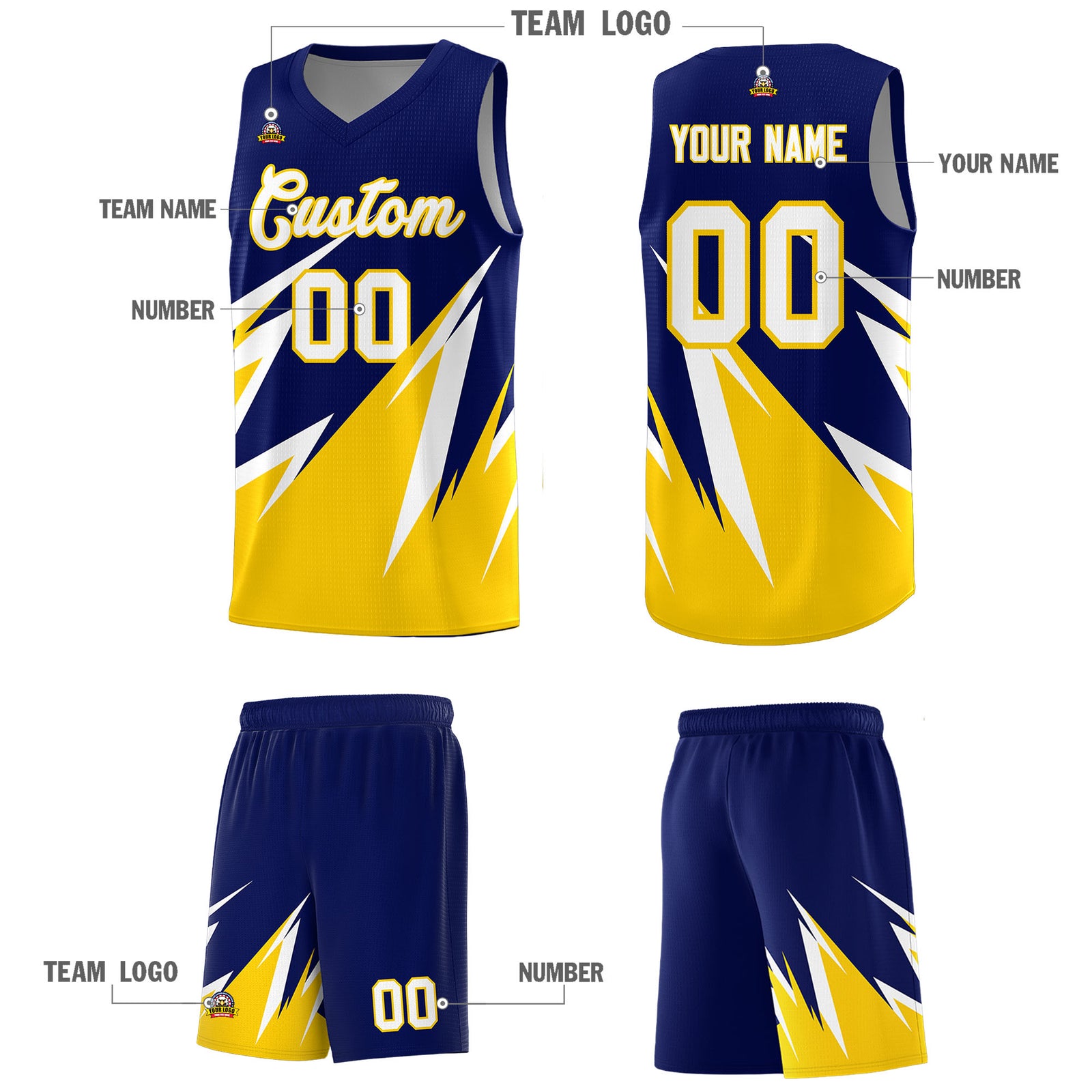 Custom Navy Abstract Mountain Pattern Sports Uniform Basketball Jersey