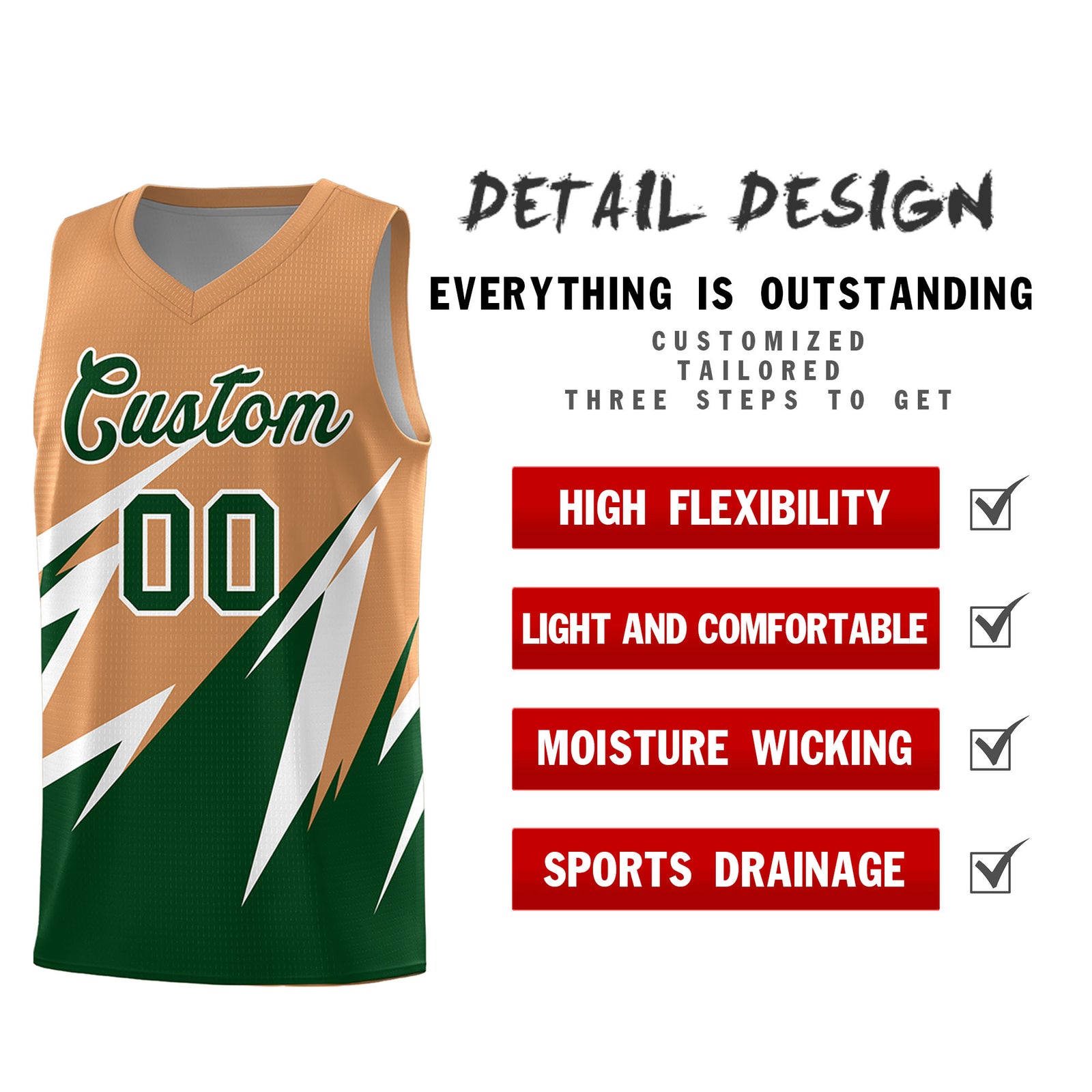 Custom Buckskin Brown Abstract Mountain Pattern Sports Uniform Basketball Jersey