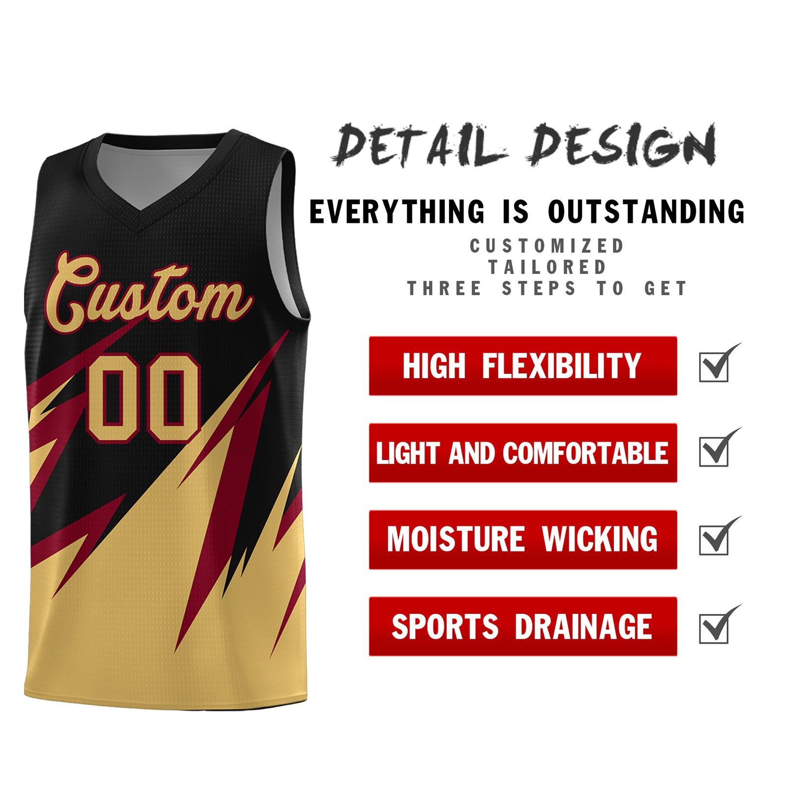 Custom Black Abstract Mountain Pattern Sports Uniform Basketball Jersey