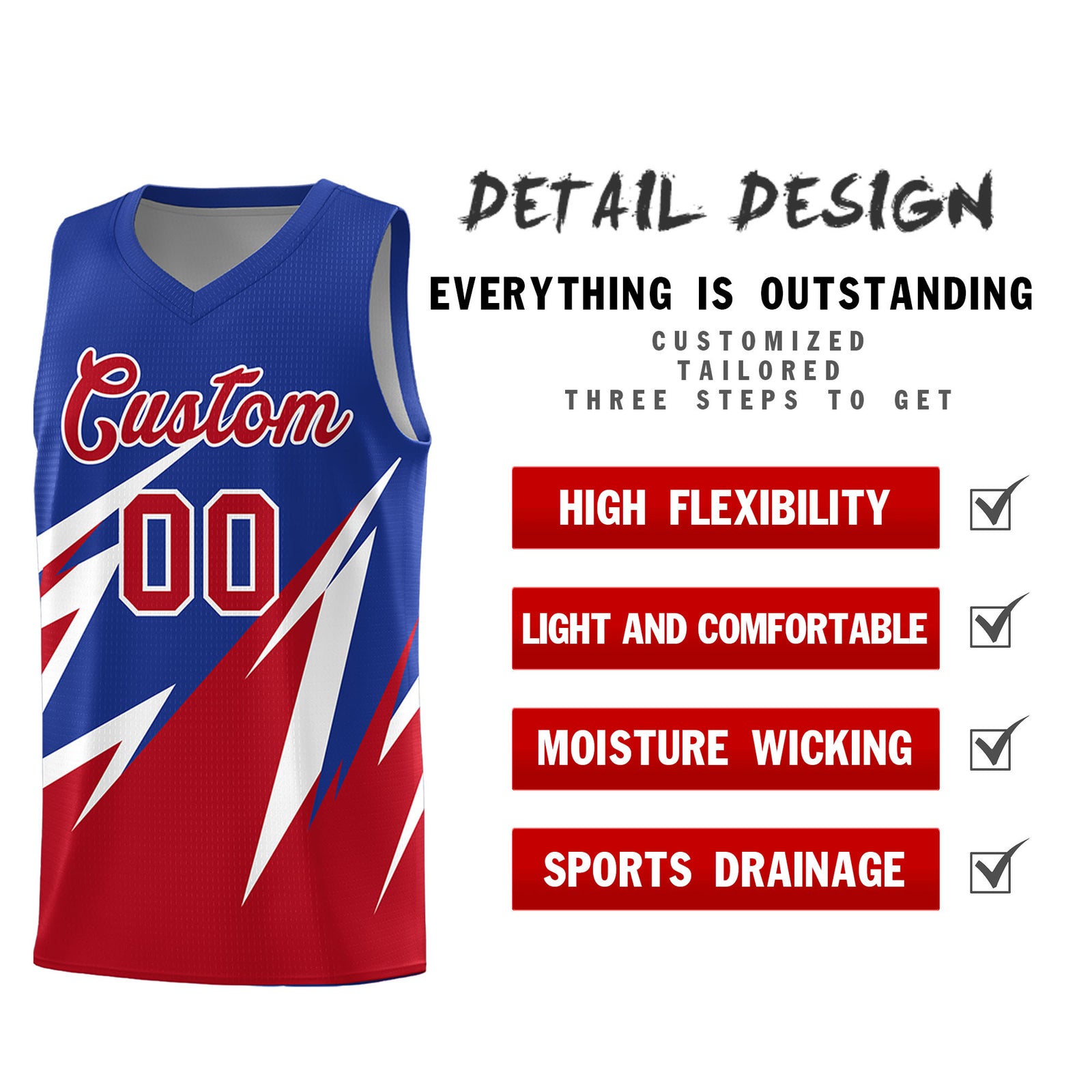 Custom Royal Abstract Mountain Pattern Sports Uniform Basketball Jersey