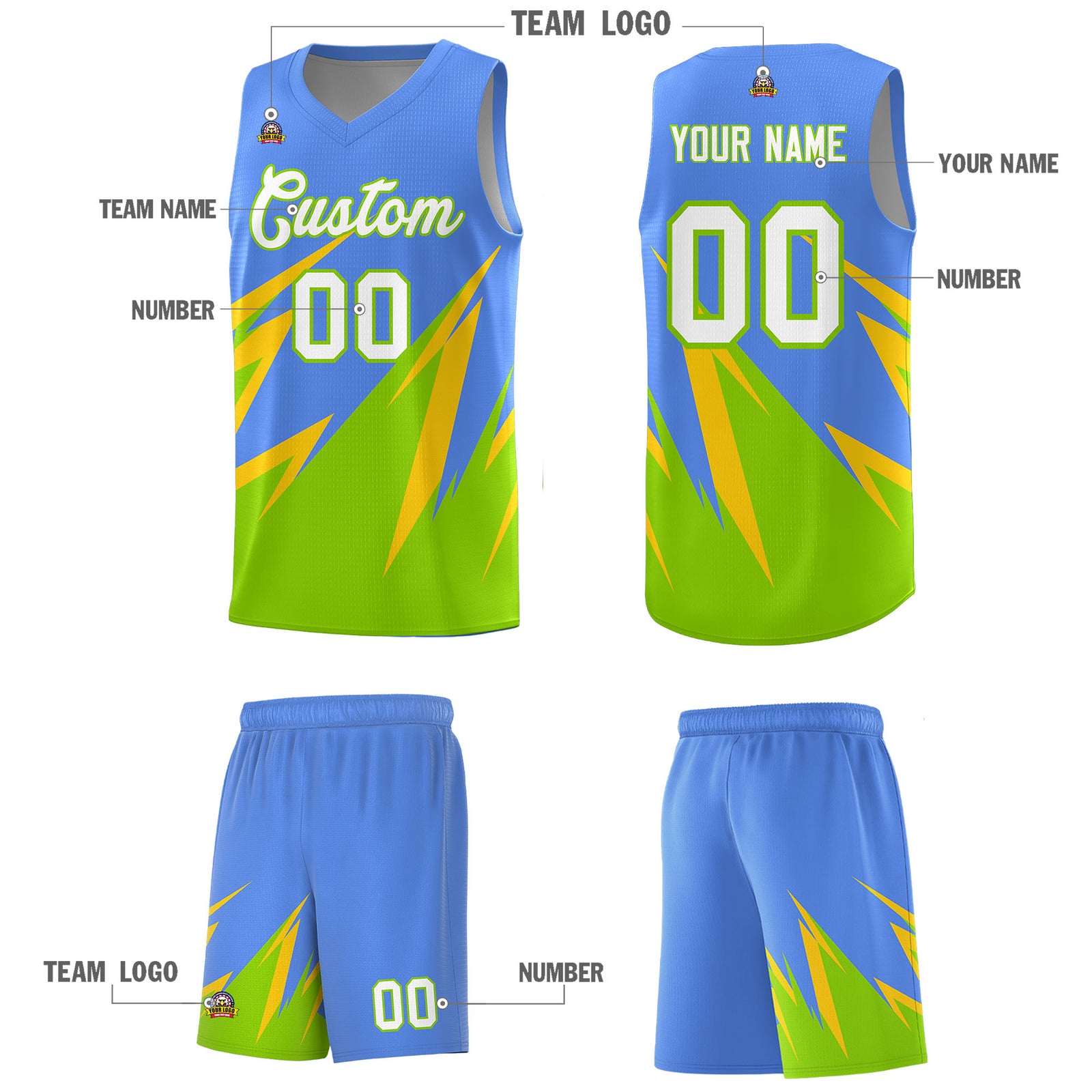 Custom Light Blue Abstract Mountain Pattern Sports Uniform Basketball Jersey