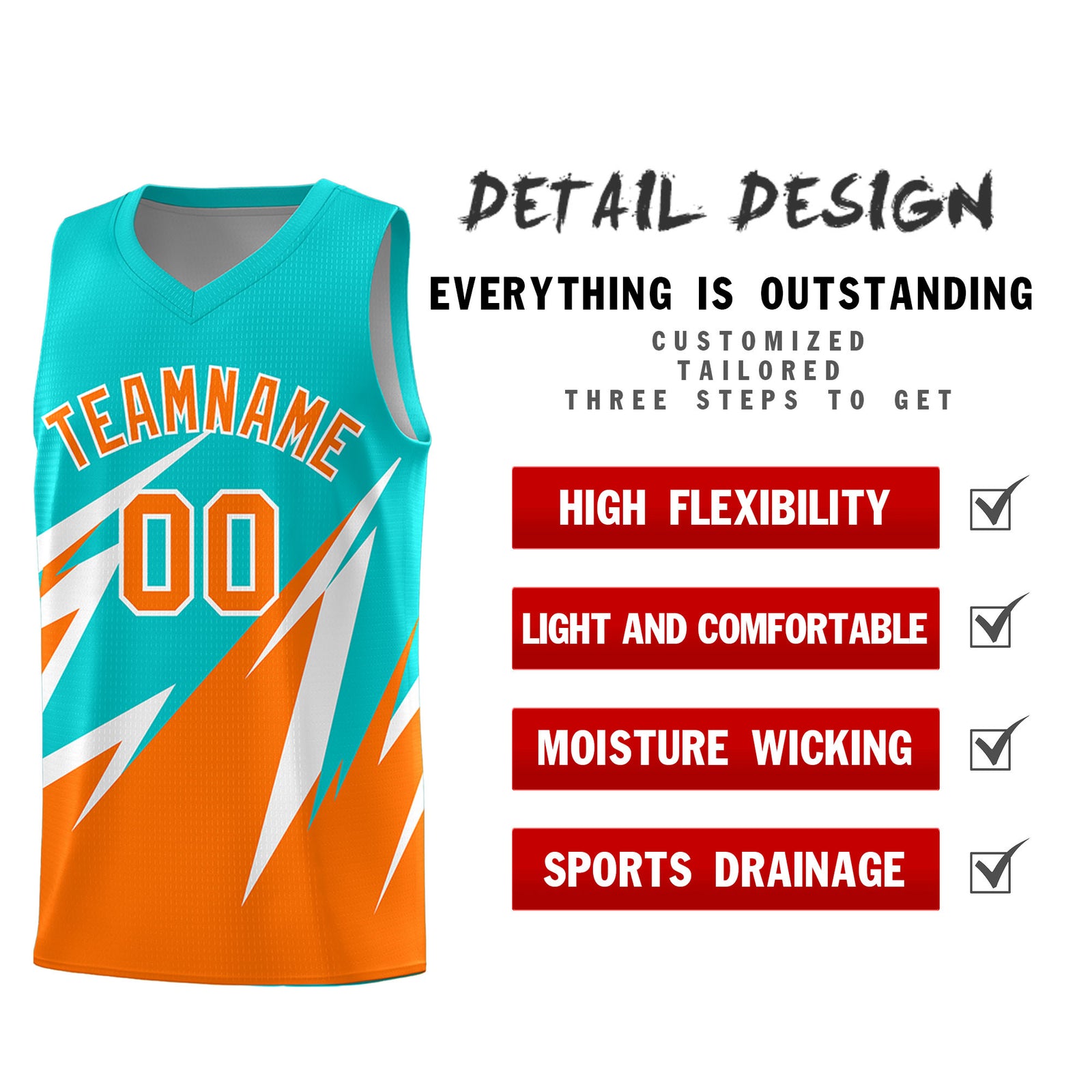 Custom Aqua Abstract Mountain Pattern Sports Uniform Basketball Jersey