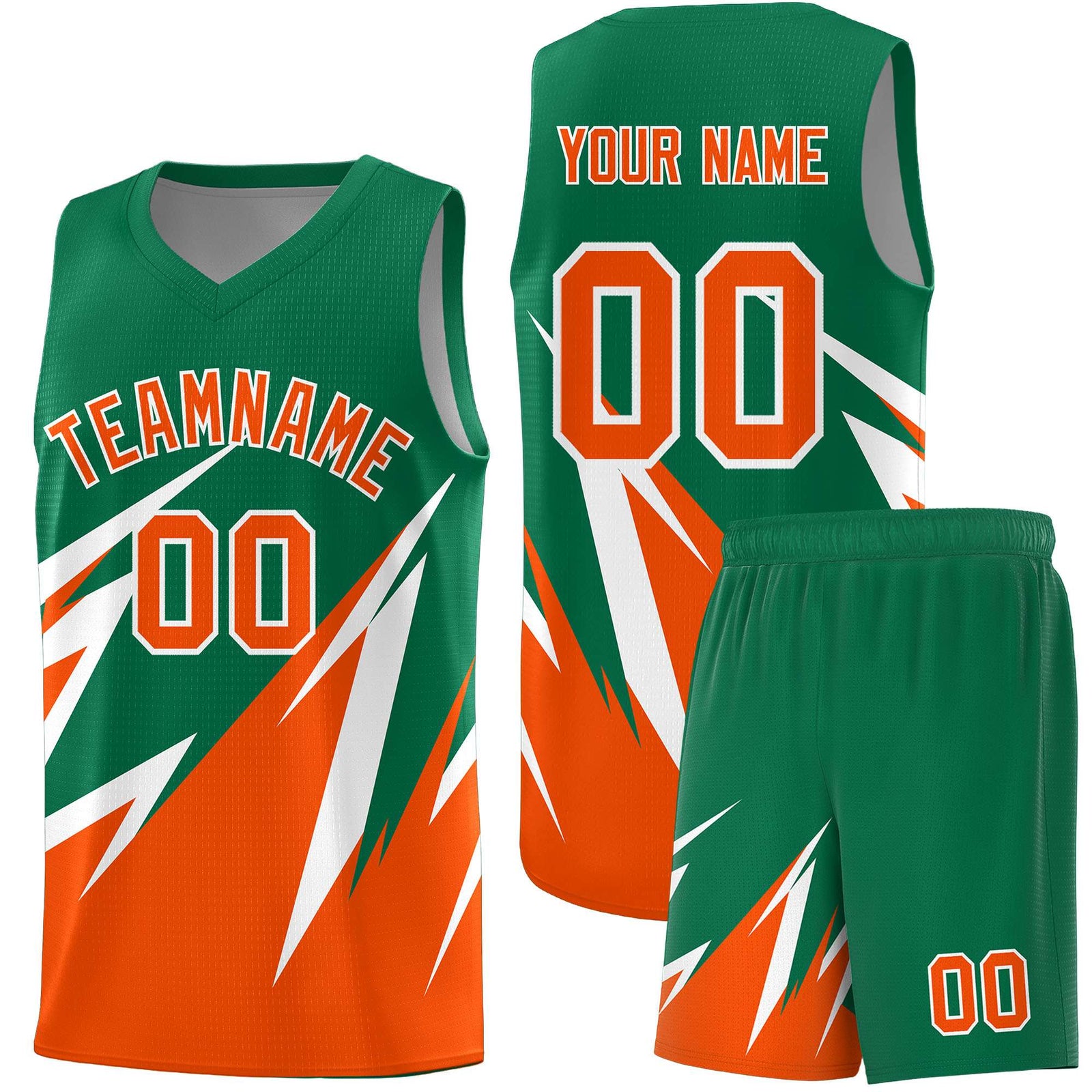 Custom Kelly Green Abstract Mountain Pattern Sports Uniform Basketball Jersey