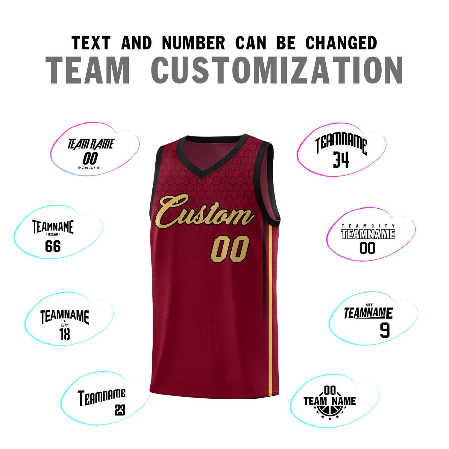 Custom Crimson Personalized Honeycomb Pattern Sports Uniform Basketball Jersey
