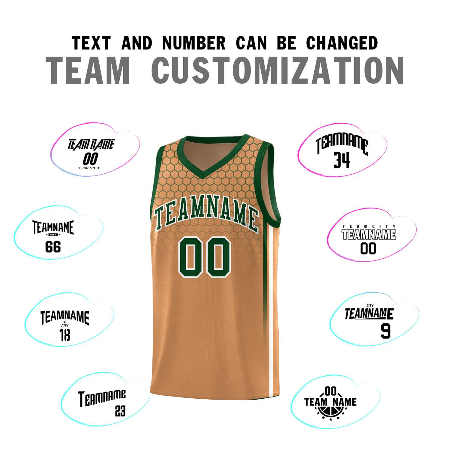 Custom Light Brown Personalized Honeycomb Pattern Sports Uniform Basketball Jersey