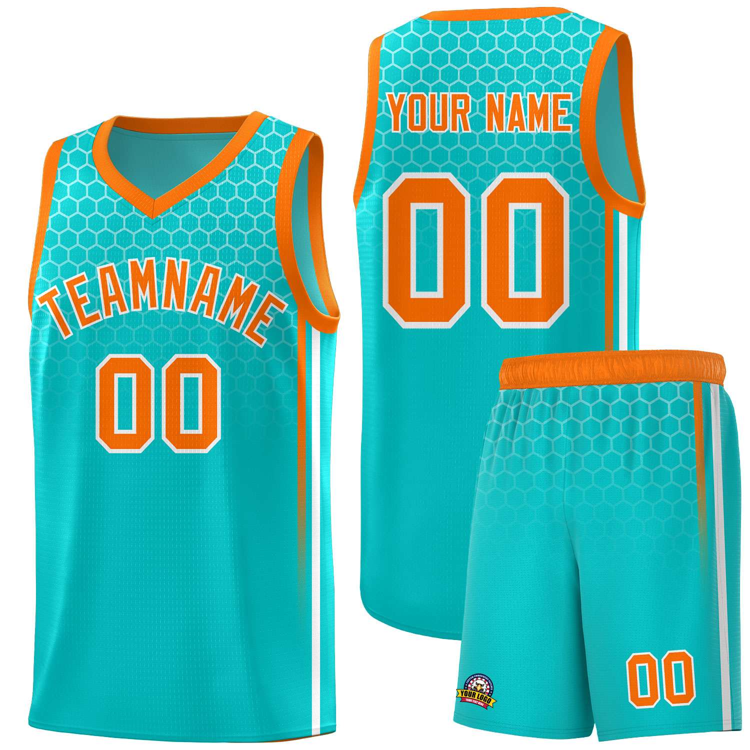 Custom Sky Blue Personalized Honeycomb Pattern Sports Uniform Basketball Jersey