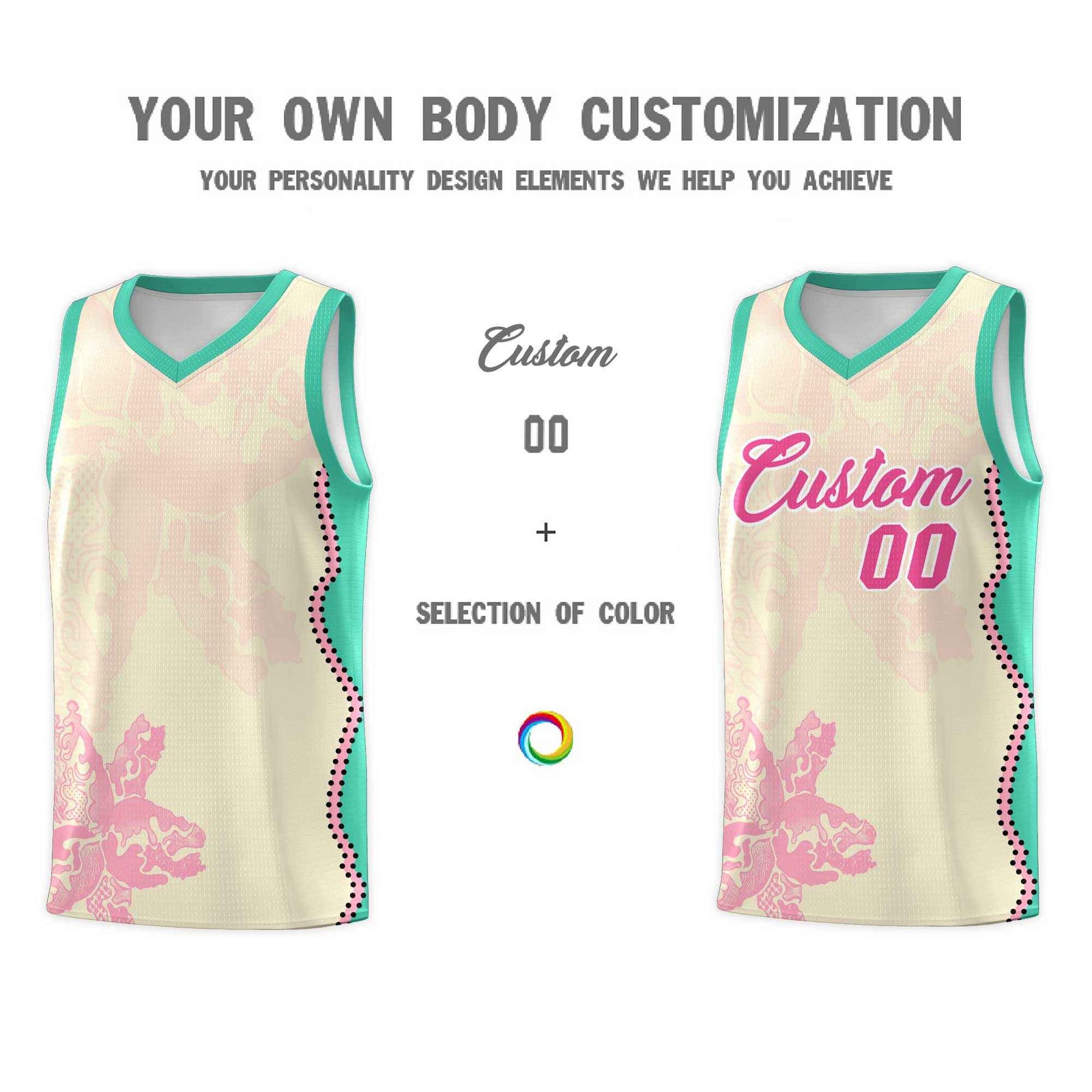 Custom Rose Red Bright Green Basketball Jersey - Illusion Flower Graffiti Stretchy Fabric