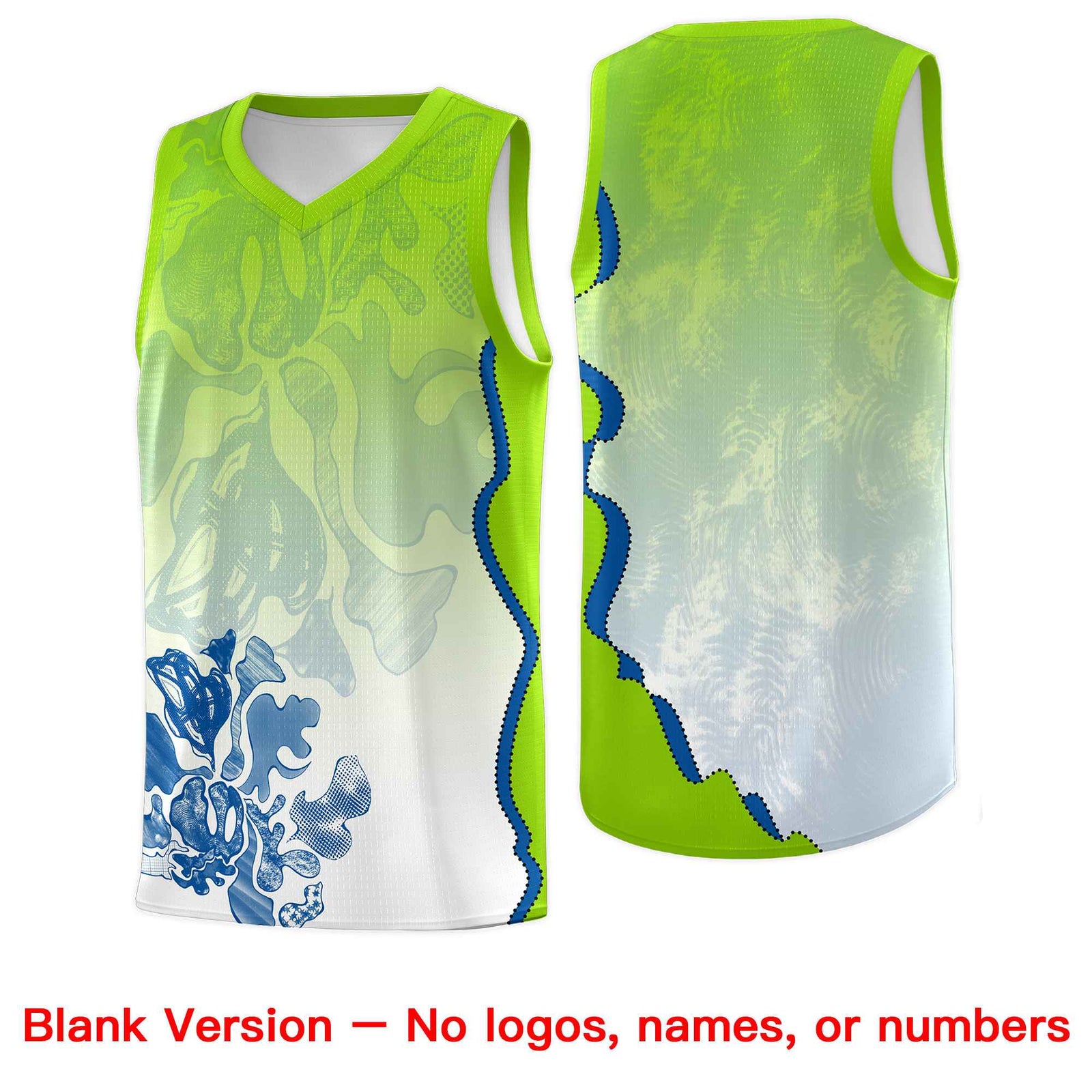 Custom Neon Green Royal Basketball Jersey - Illusion Flower Gradient Moisture-wicking Fabric