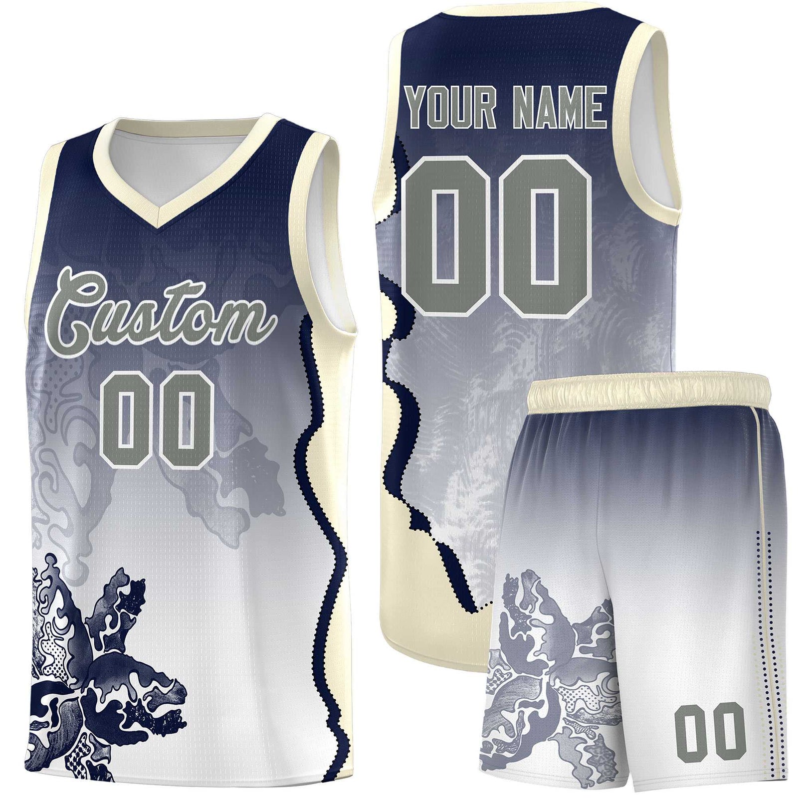 Custom Gray Green Basketball Jersey - Illusion Flower Gradient Stylish Fabric