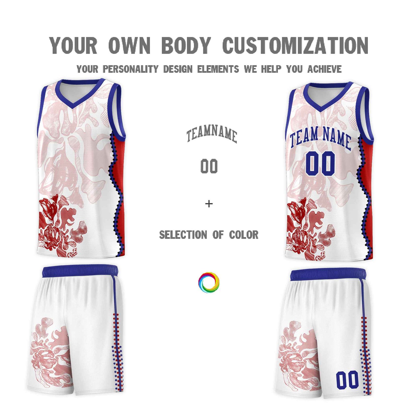 Custom White Royal Basketball Jersey - Illusion Flower Graffiti Unique Fabric