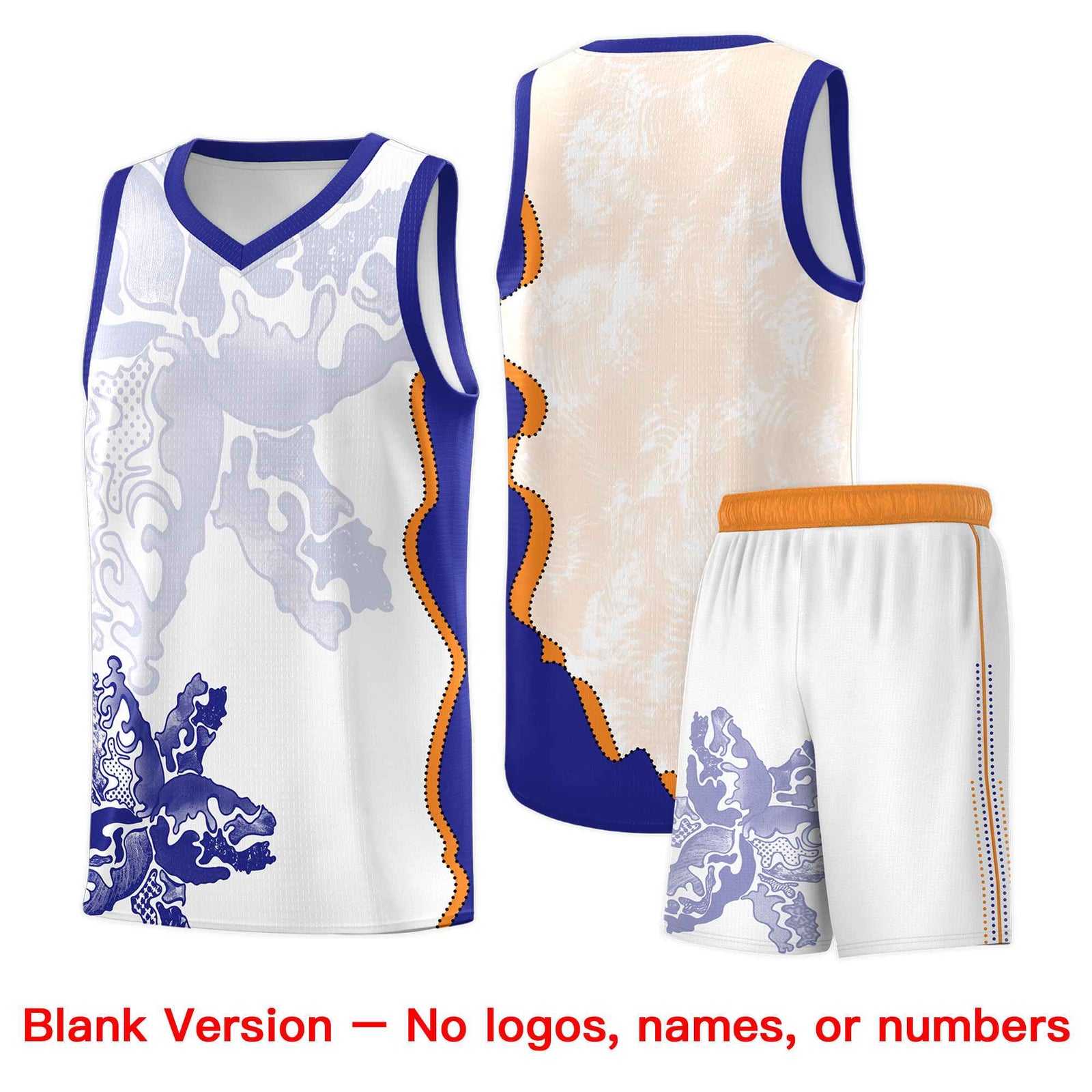 Custom White Royal Basketball Jersey - Illusion Flower Graffiti Breathable Fabric