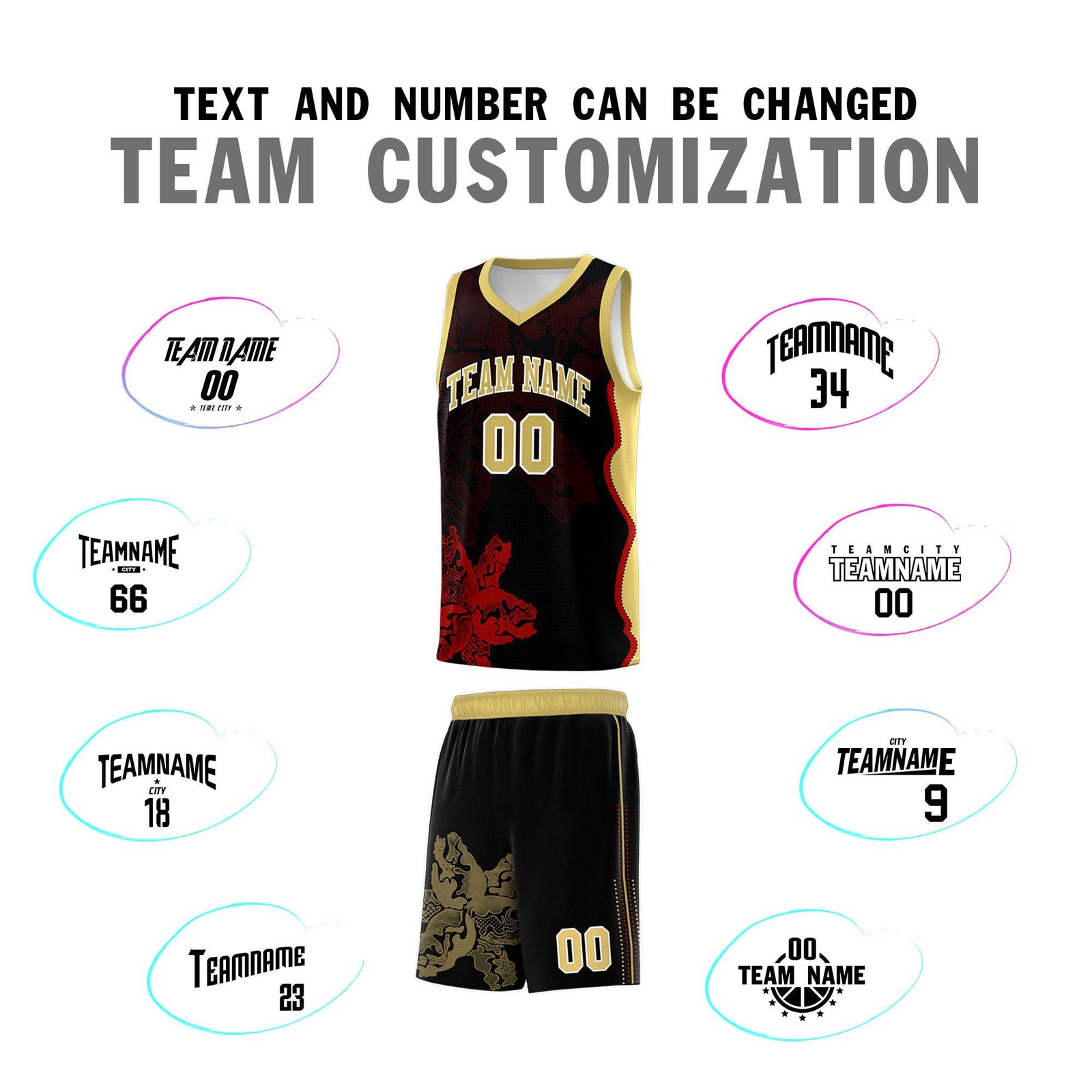 Custom Black Old Gold Basketball Jersey - Illusion Flower Graffiti Durable Fabric