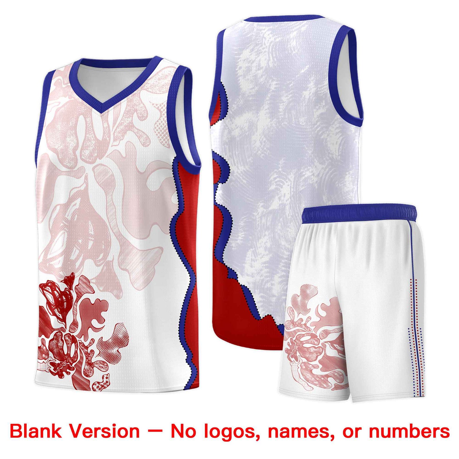 Custom White Royal Basketball Jersey - Illusion Flower Graffiti Unique Fabric