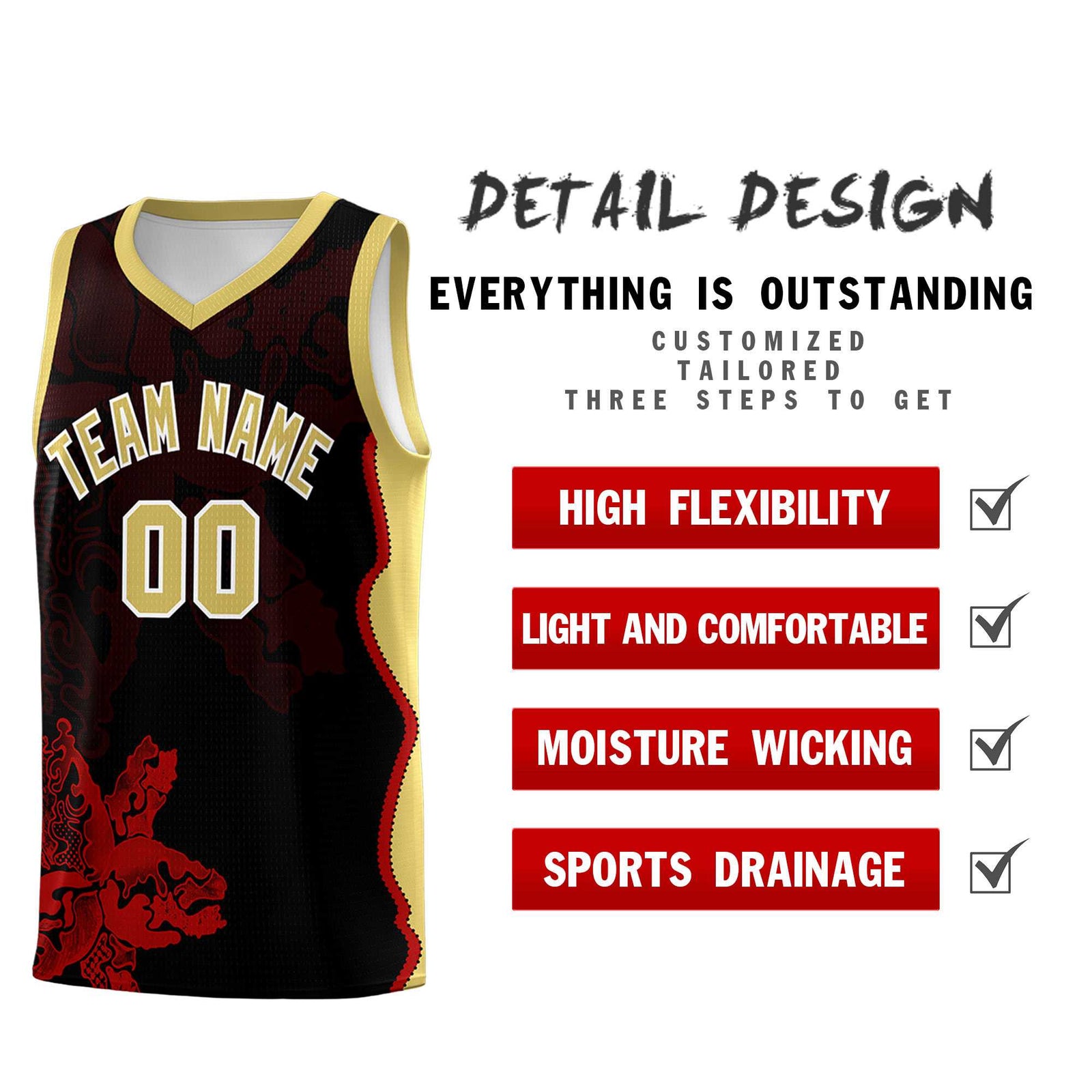 Custom Black Old Gold Basketball Jersey - Illusion Flower Graffiti Durable Fabric
