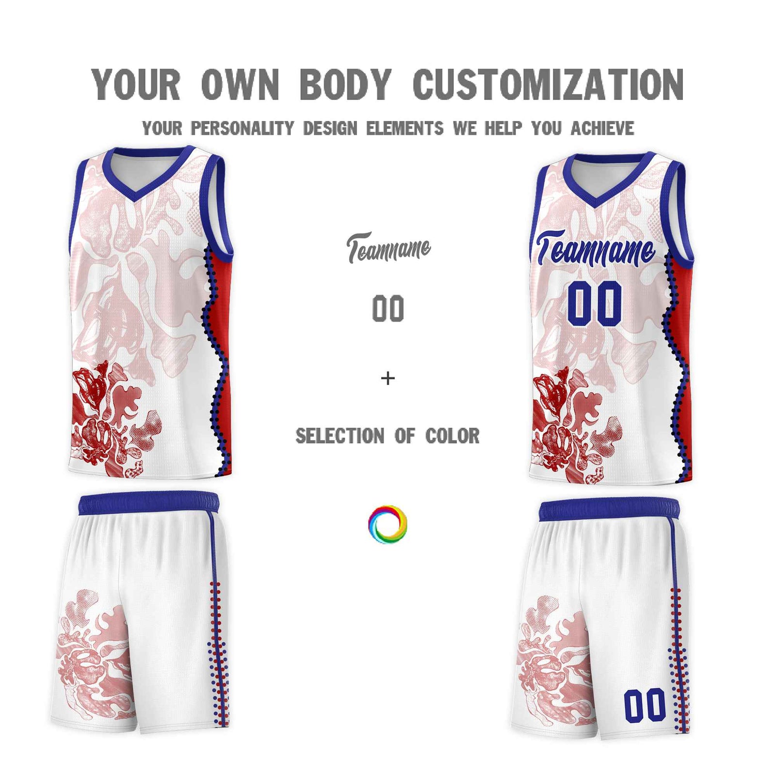 Custom White Royal Basketball Jersey - Illusion Flower Graffiti Unique Fabric