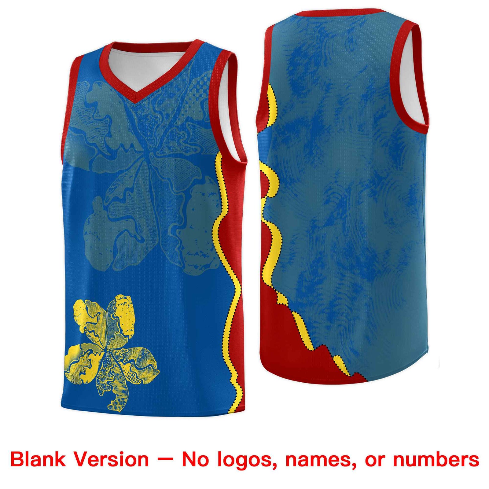 Custom Royal Red Basketball Jersey - Illusion Flower Graffiti Moisture-wicking Fabric