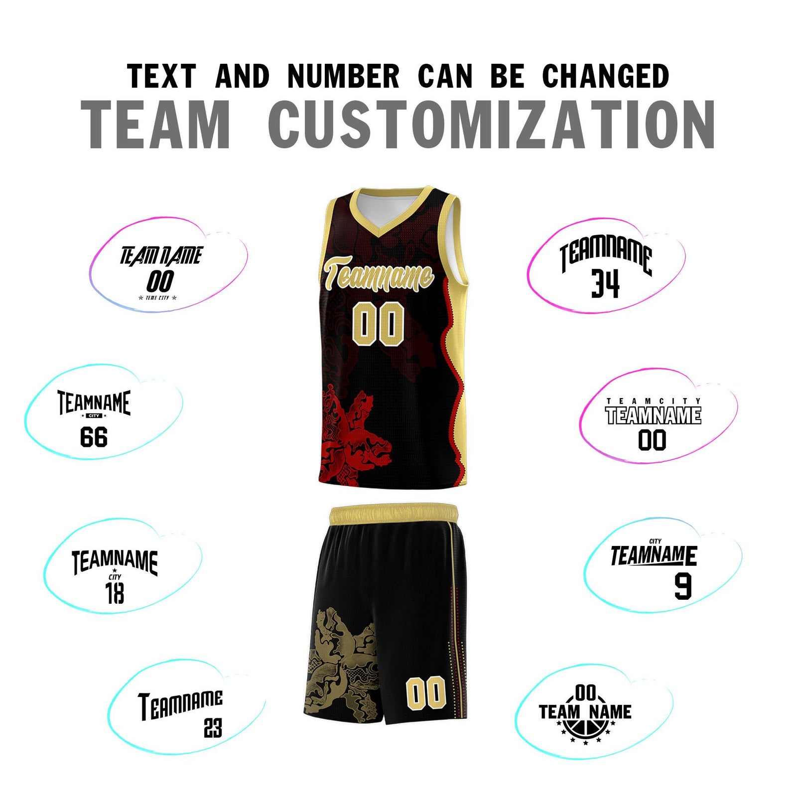 Custom Black Old Gold Basketball Jersey - Illusion Flower Graffiti Durable Fabric