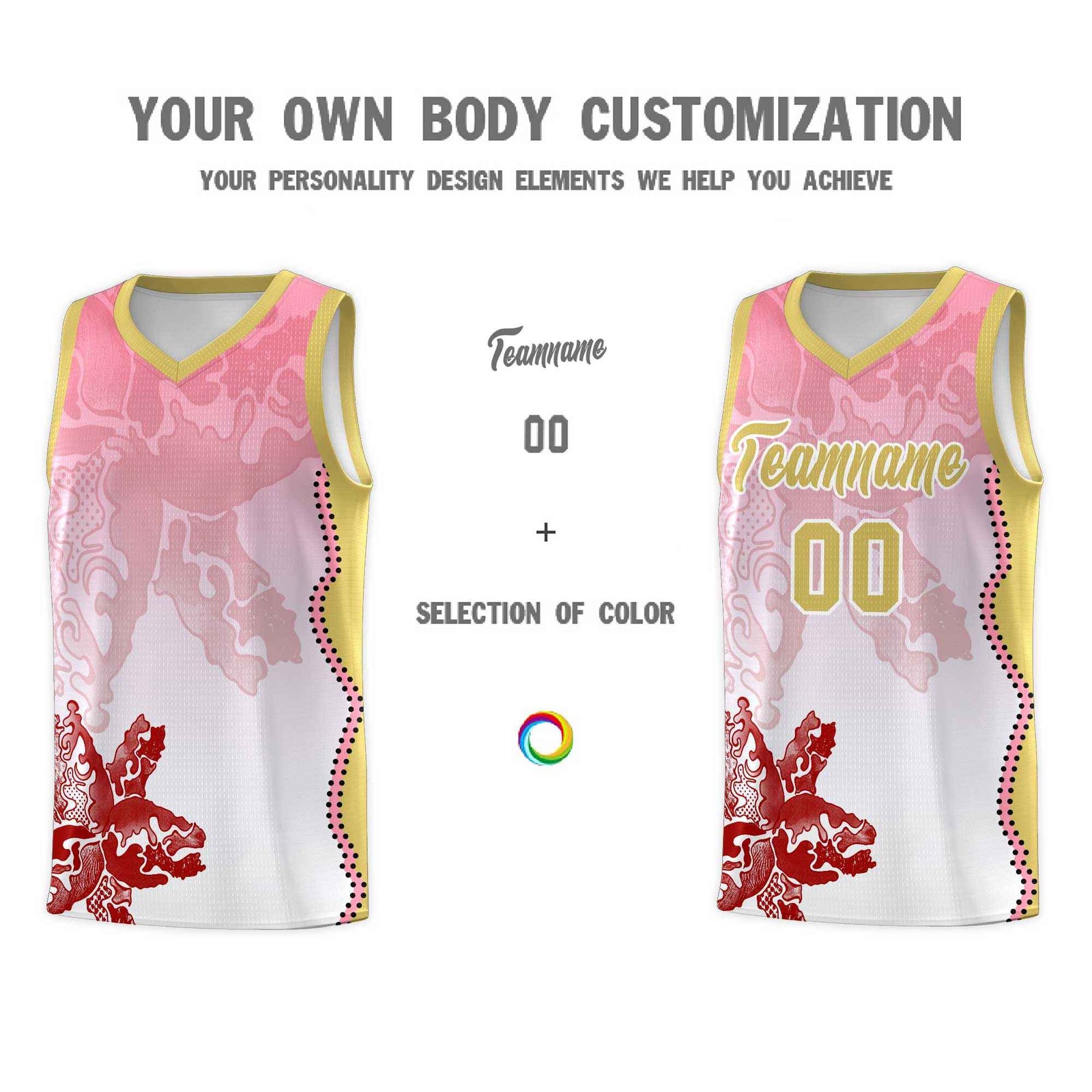 Custom White Light Pink Basketball Jersey - Illusion Flower Gradient Lightweight Fabric