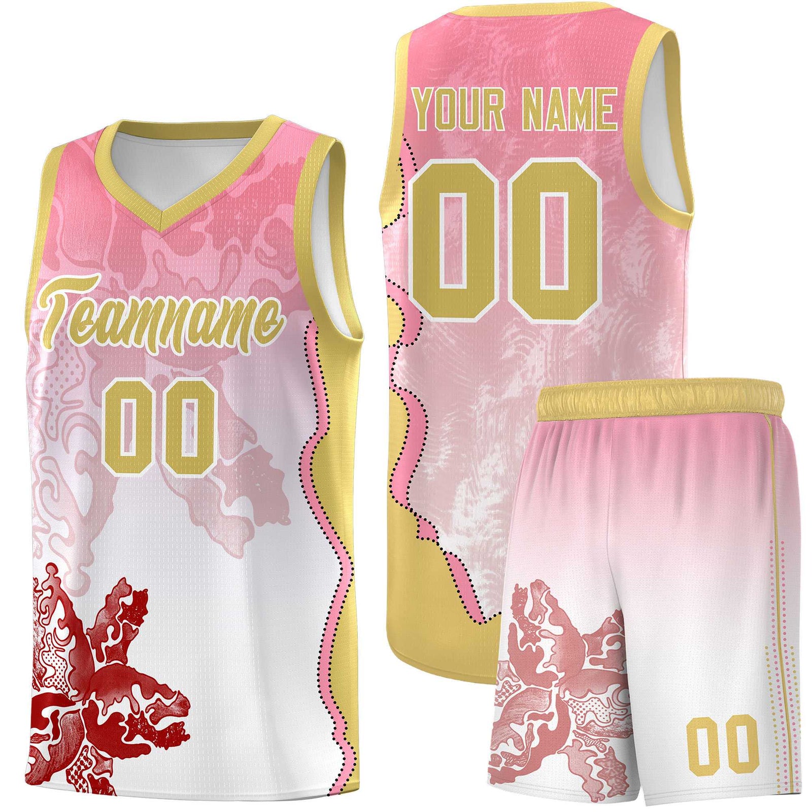 Custom White Light Pink Basketball Jersey - Illusion Flower Gradient Lightweight Fabric