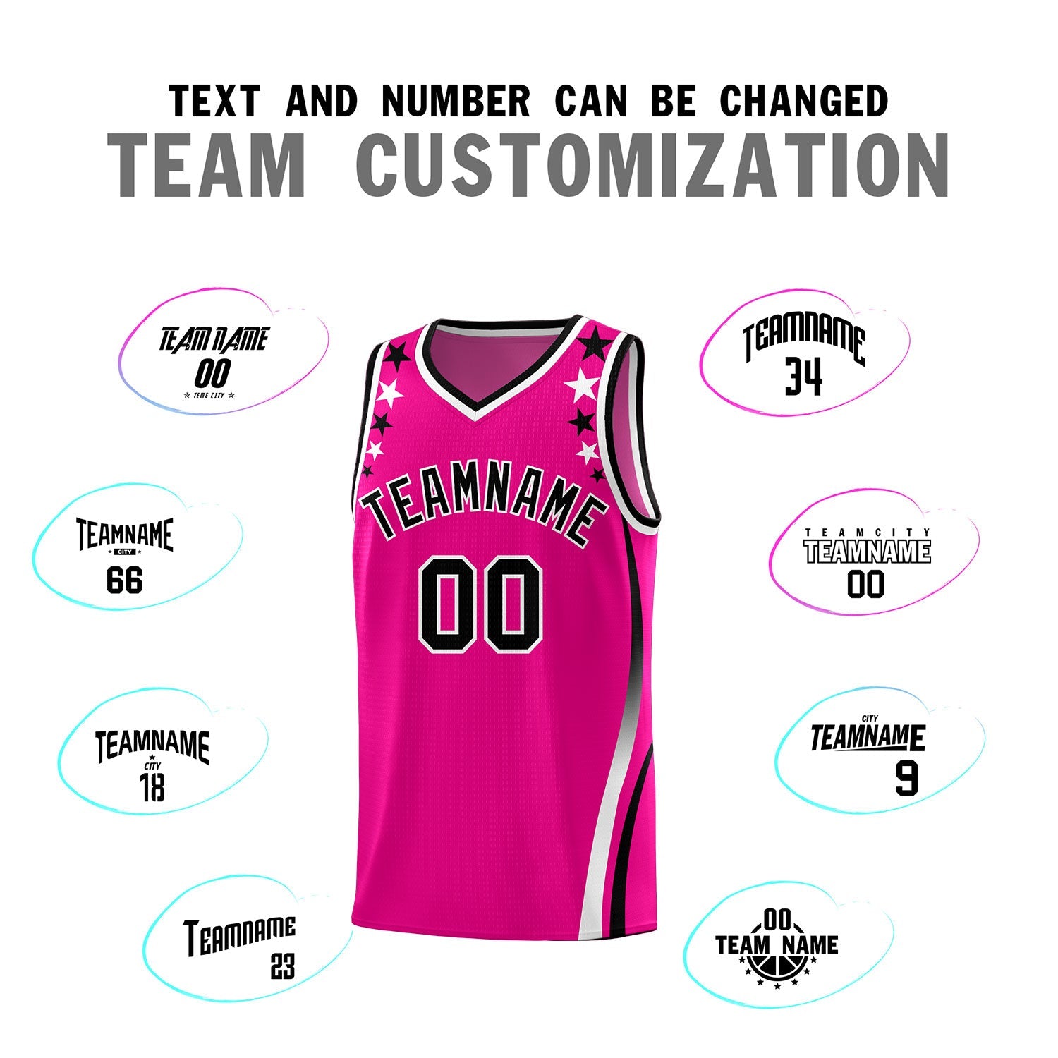 Custom Red Shoulders Star Pattern Side Color Block Sports Uniform Basketball Jersey