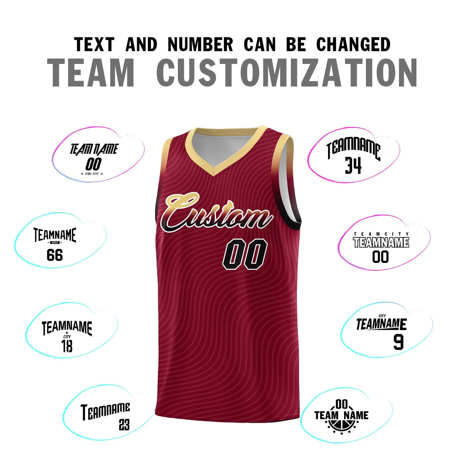 Custom Crimson Khaki Wave Pattern Sports Uniform Basketball Jersey