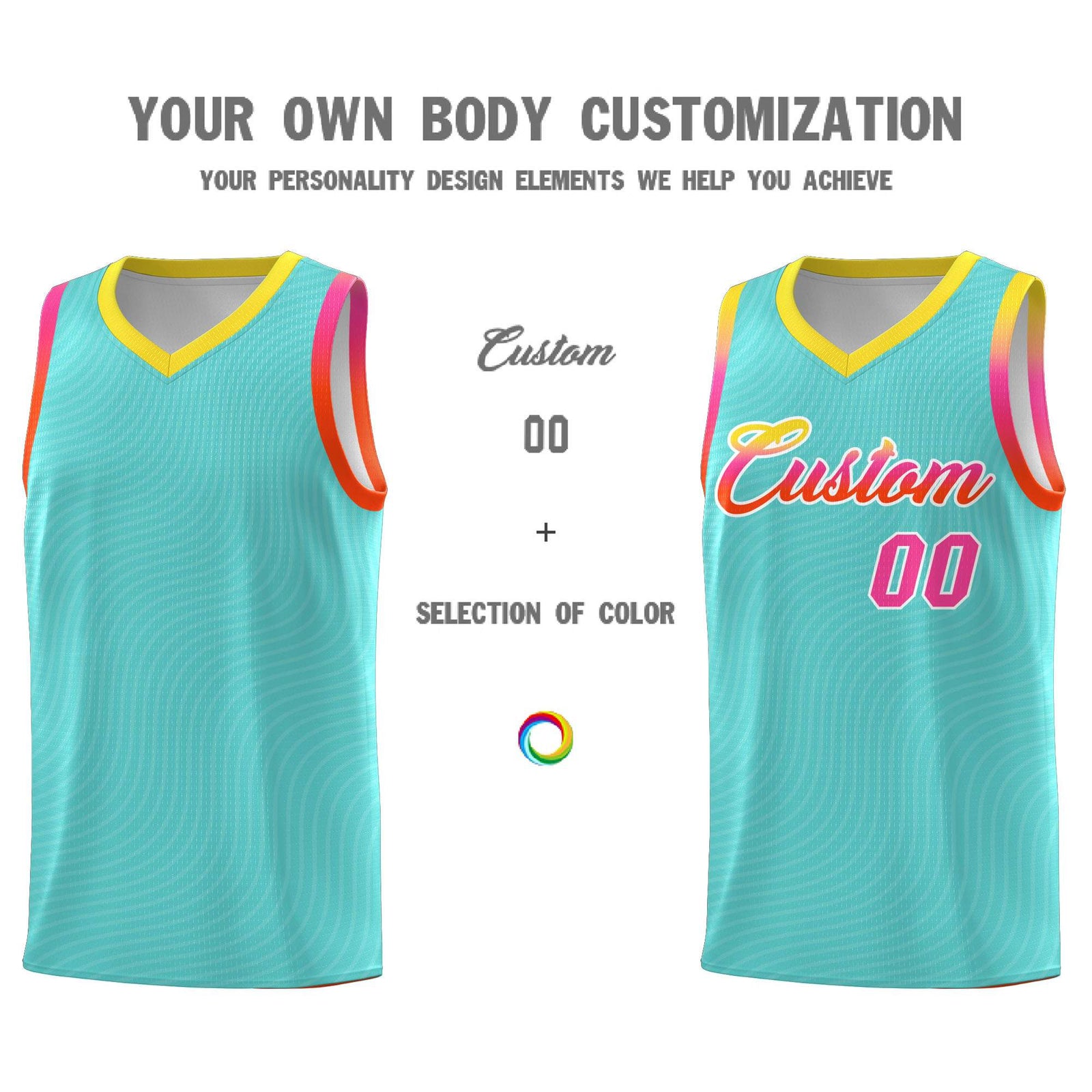 Custom Bright Green Gold Wave Pattern Sports Uniform Basketball Jersey