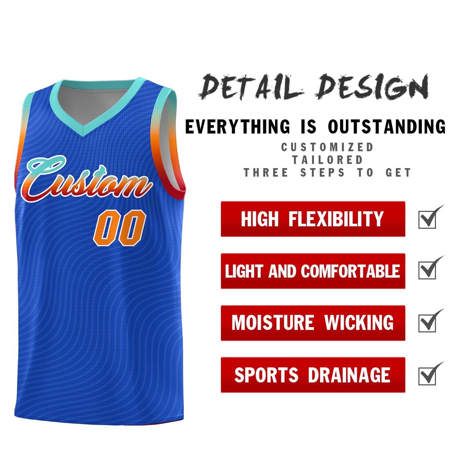 Custom Royal Blue Bright Green Wave Pattern Sports Uniform Basketball Jersey