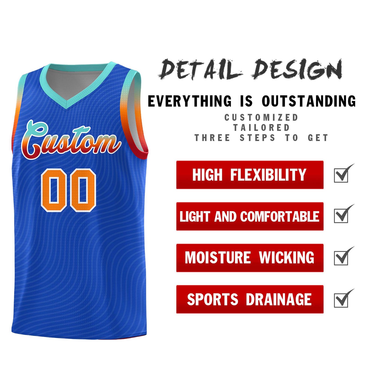 Custom Royal Blue Bright Green Wave Pattern Sports Uniform Basketball Jersey