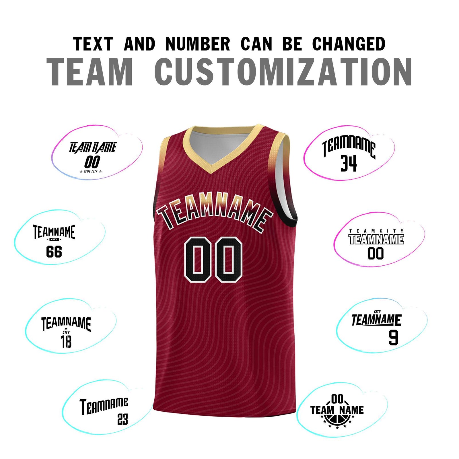 Custom Crimson Khaki Wave Pattern Sports Uniform Basketball Jersey