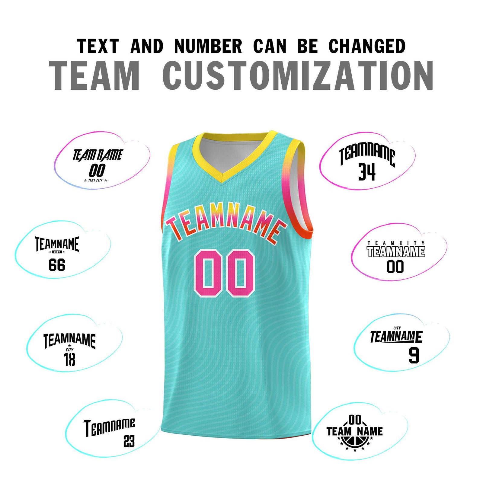 Custom Bright Green Gold Wave Pattern Sports Uniform Basketball Jersey