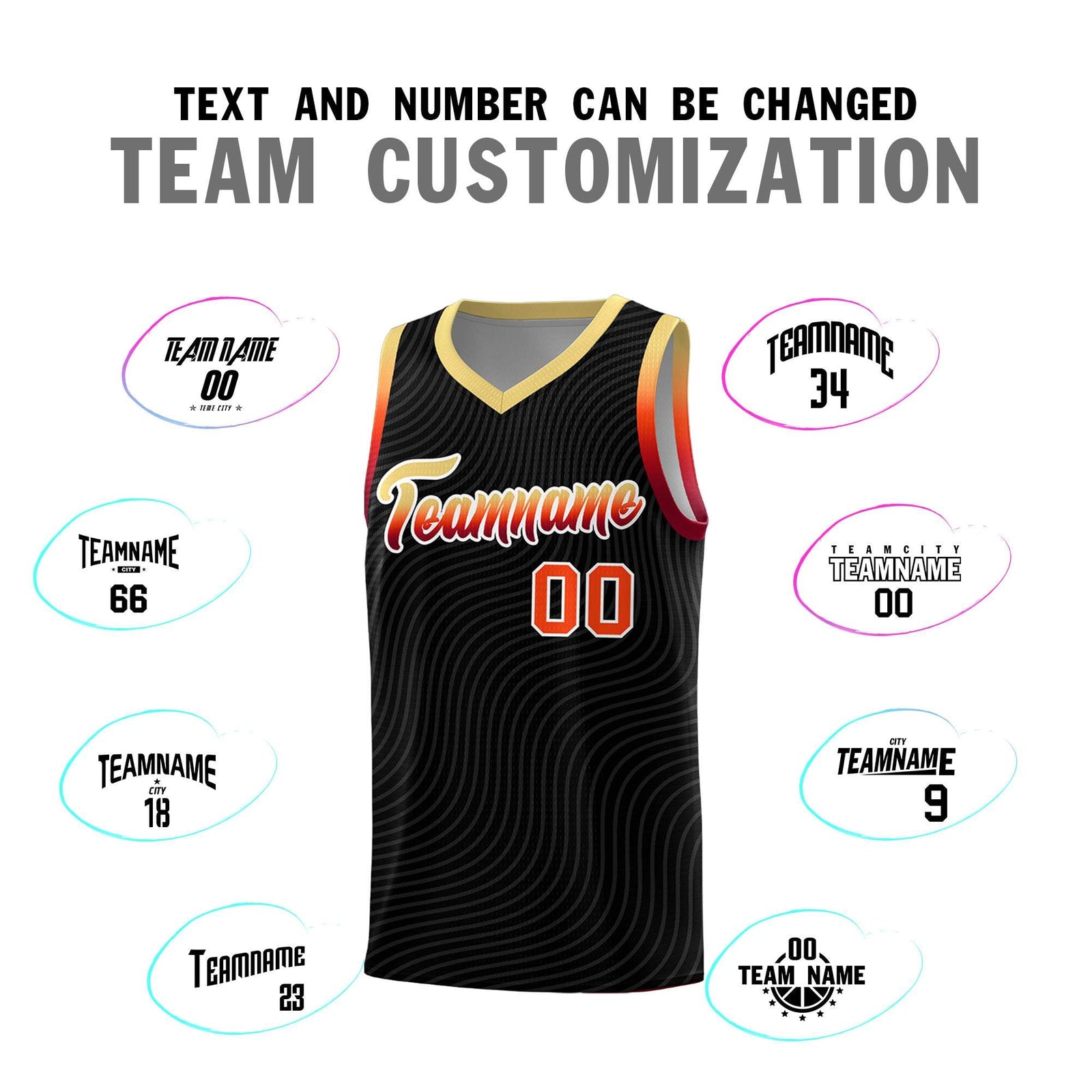Custom Black Khaki Wave Pattern Sports Uniform Basketball Jersey