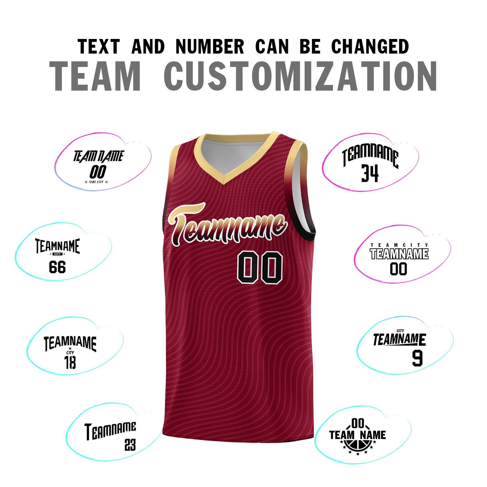 Custom Crimson Khaki Wave Pattern Sports Uniform Basketball Jersey