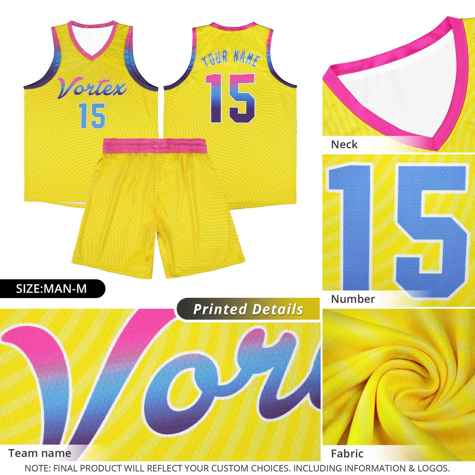 Custom Orange Gold Wave Pattern Sports Uniform Basketball Jersey