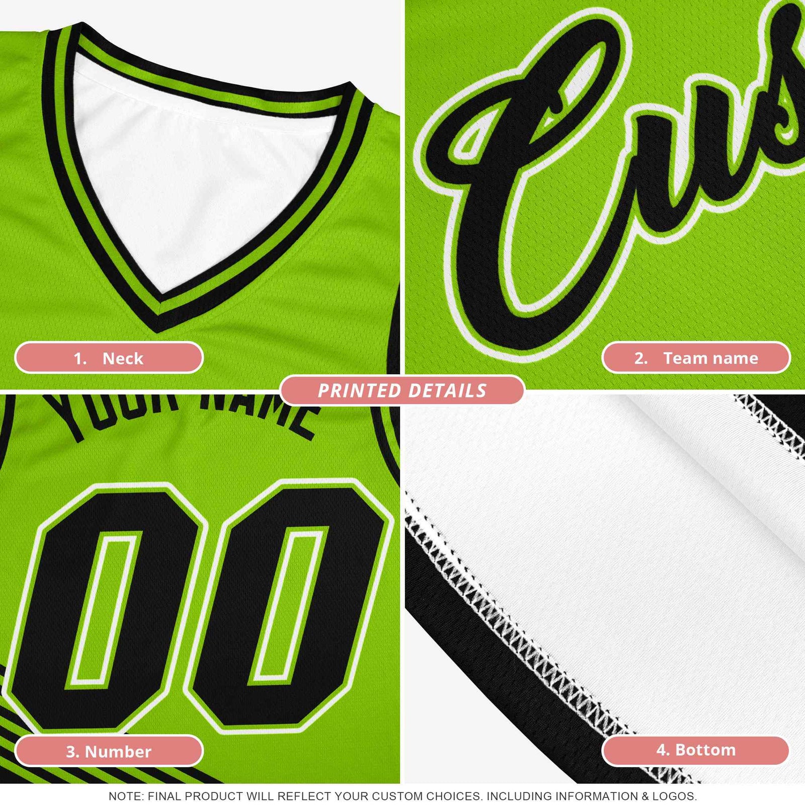 Custom Youth Basketball Jersey Black Green Puzzle Pattern Breathable Team Uniform