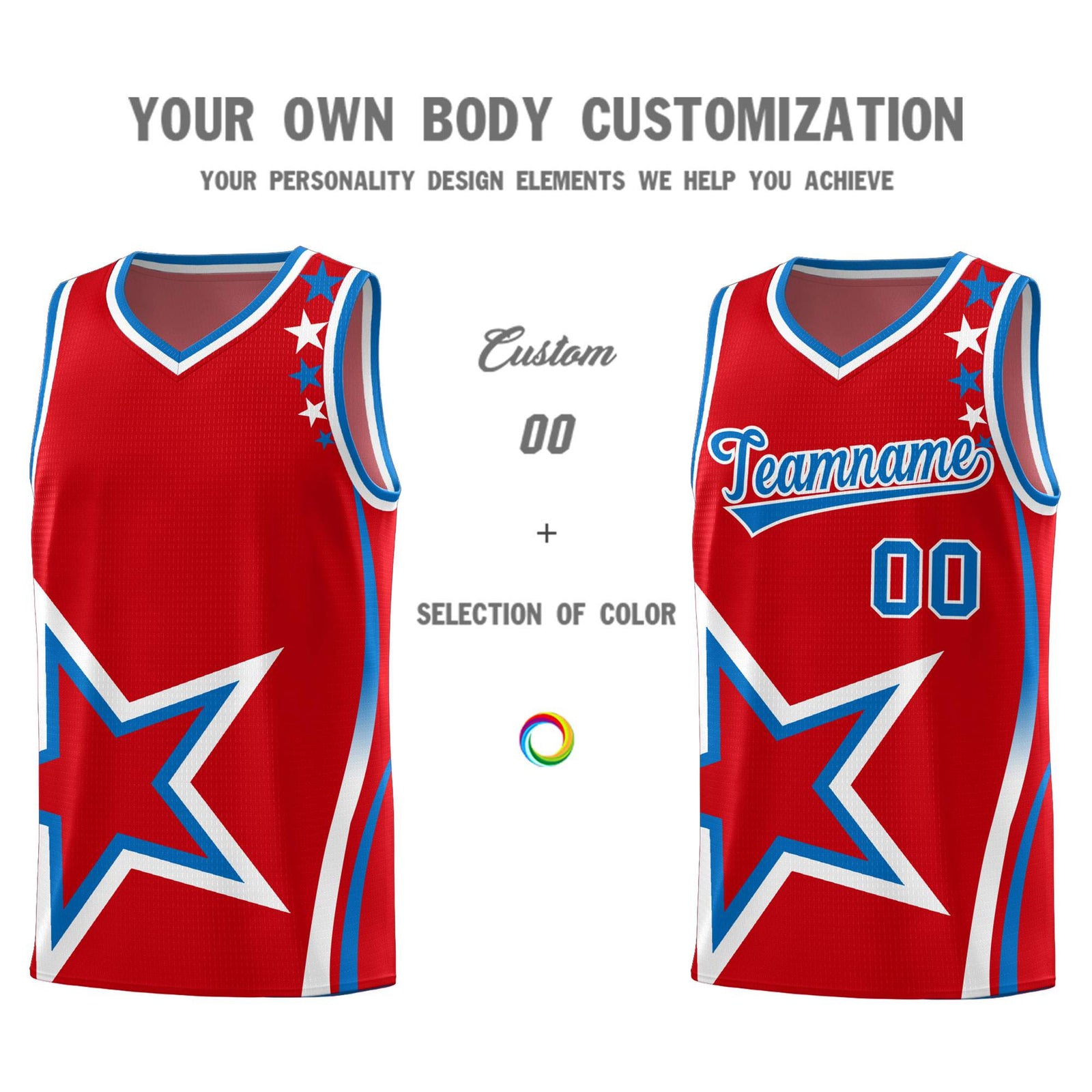 Custom Red Shoulder Stars Graffiti Pattern Sets Basketball Jersey