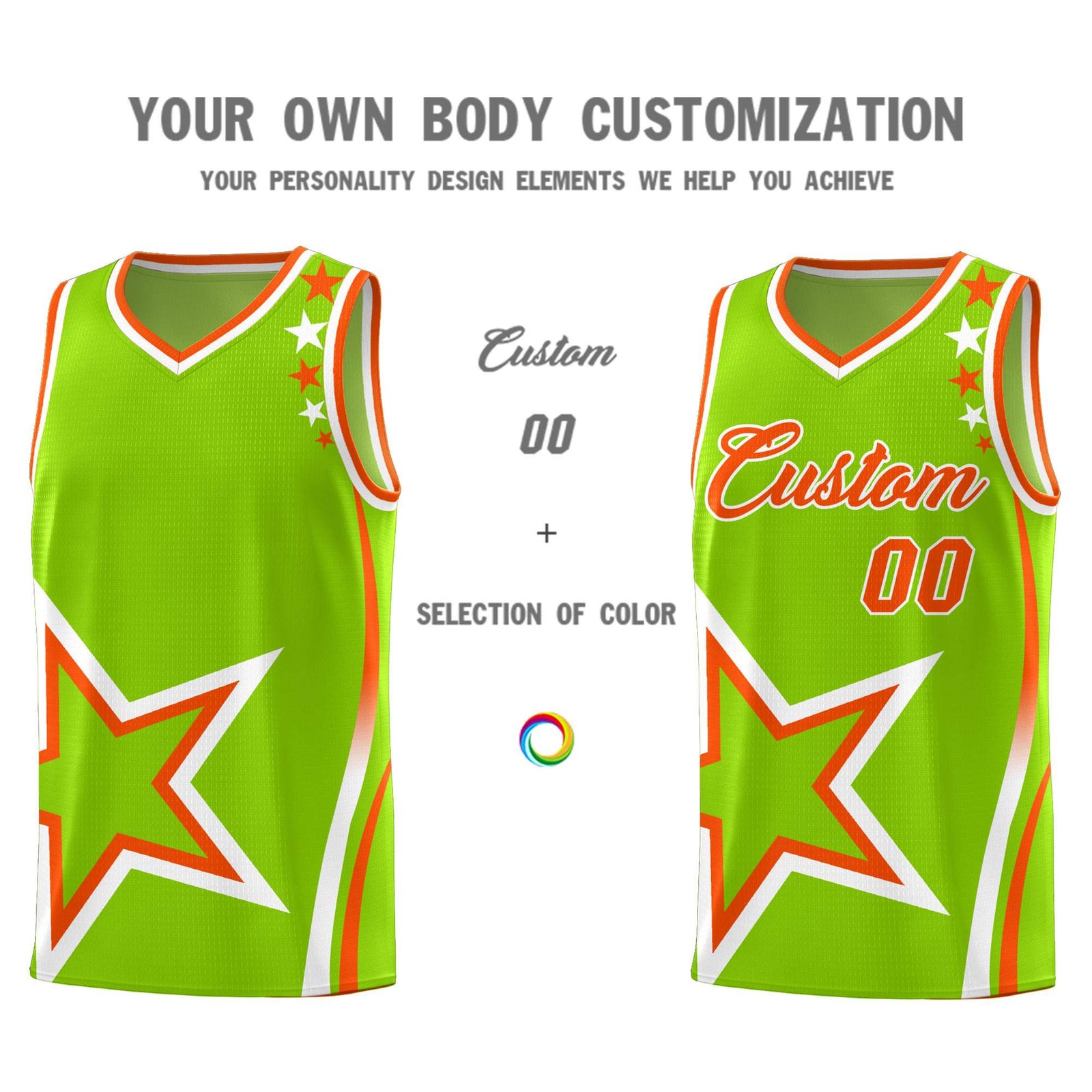 Custom Neon Green Shoulder Stars Graffiti Pattern Sets Basketball Jersey