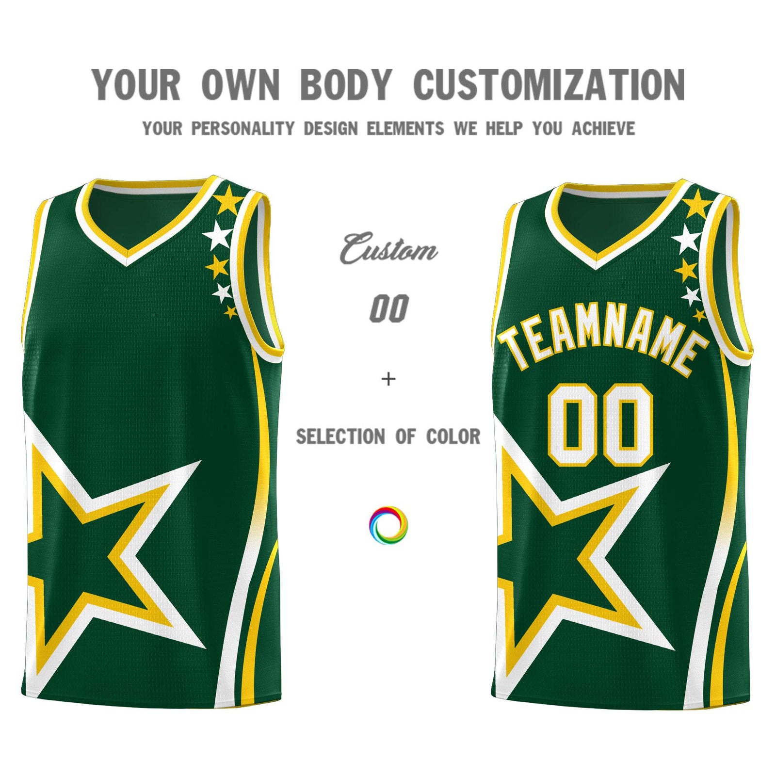 Custom Hunter Green Shoulder Stars Graffiti Pattern Sets Basketball Jersey