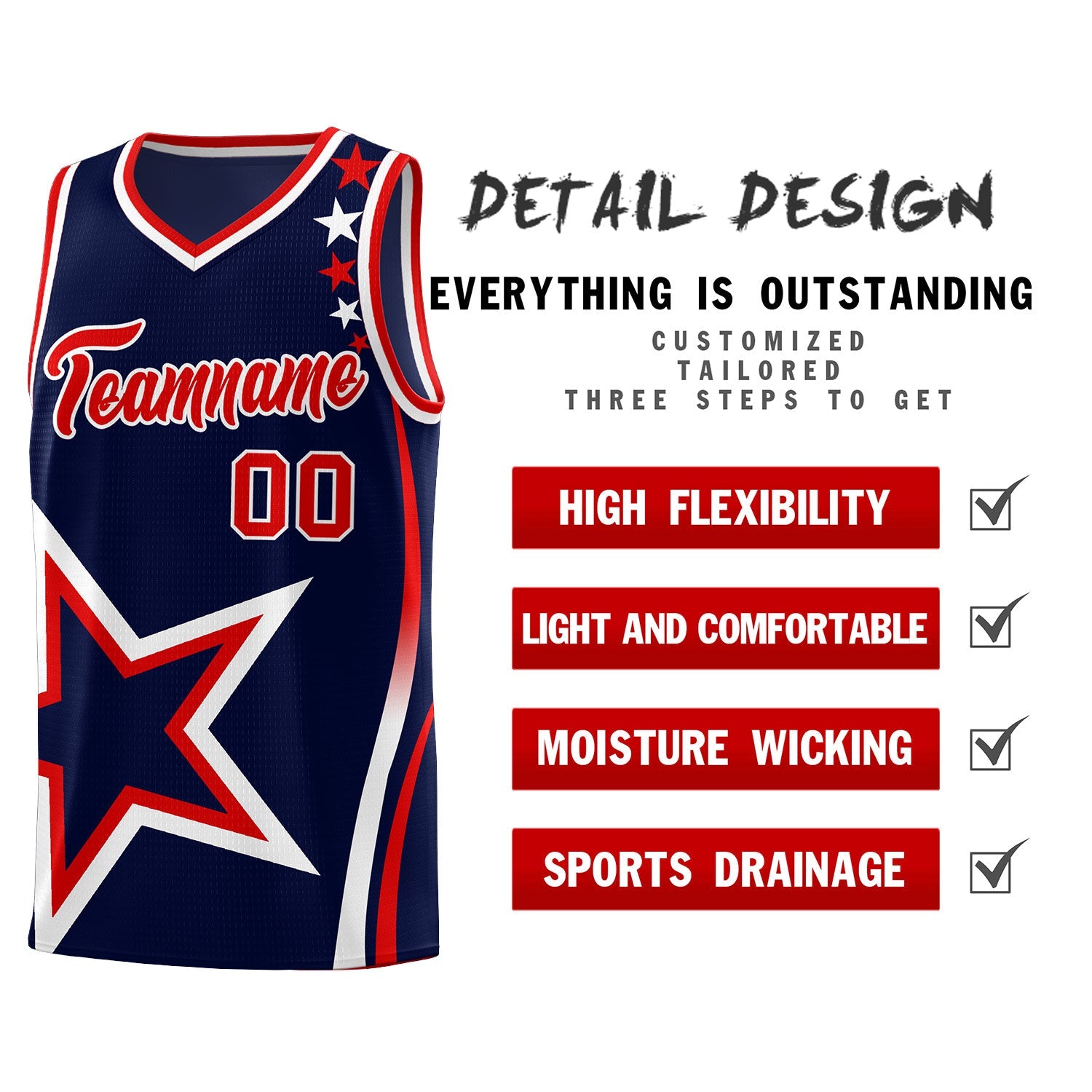 Custom Navy Shoulder Stars Graffiti Pattern Sets Basketball Jersey