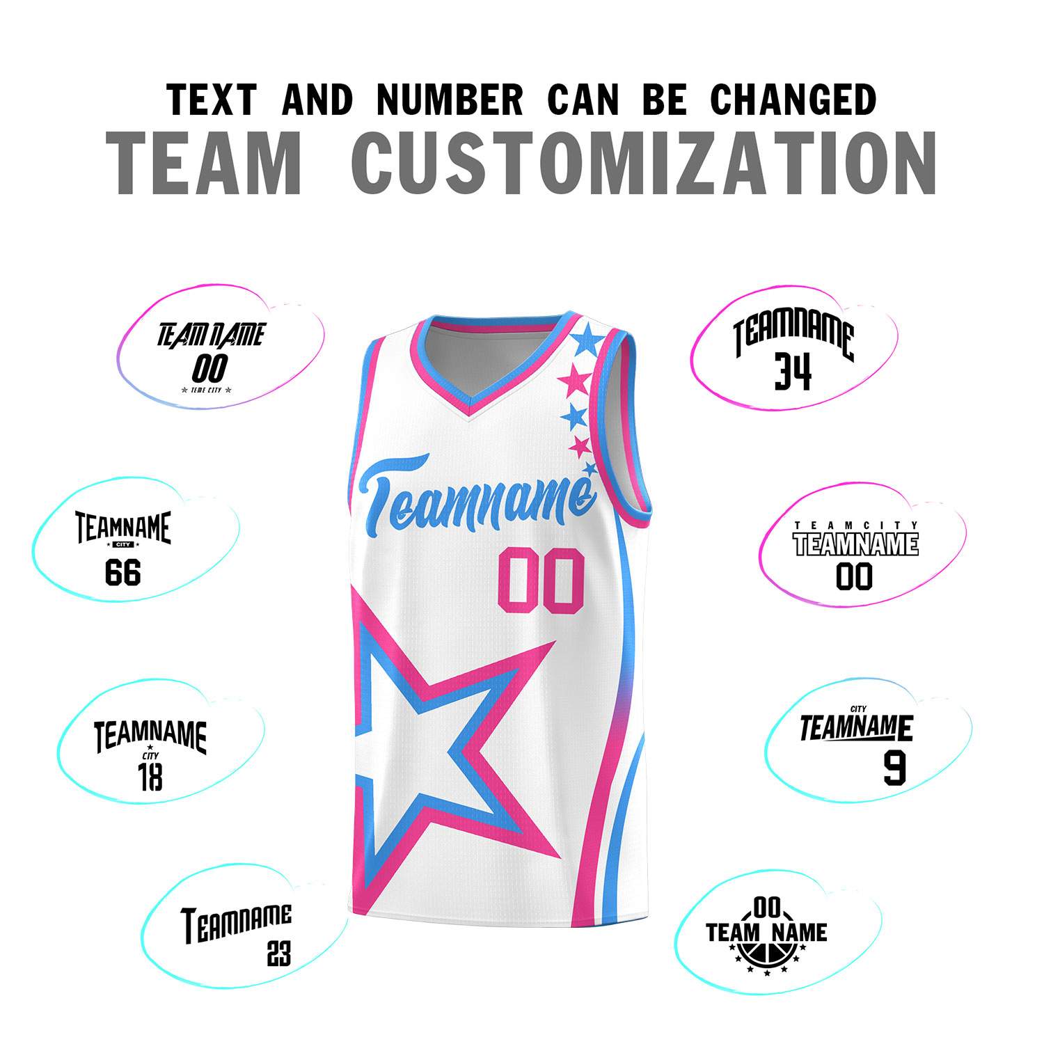 Custom White Shoulder Stars Graffiti Pattern Sets Basketball Jersey