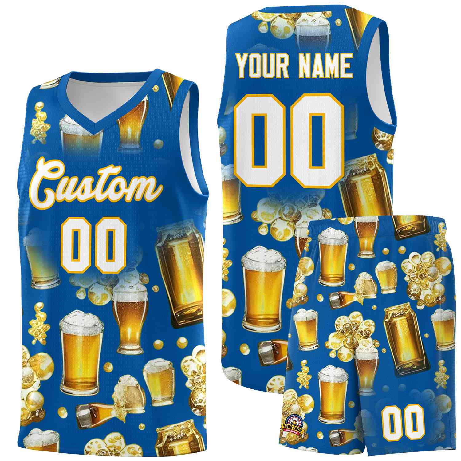 Custom Royal National Beer Day Personalized Beer Bubble Basketball Jersey | Perfect for parties | Dye-sublimation printing | KXKSHOP