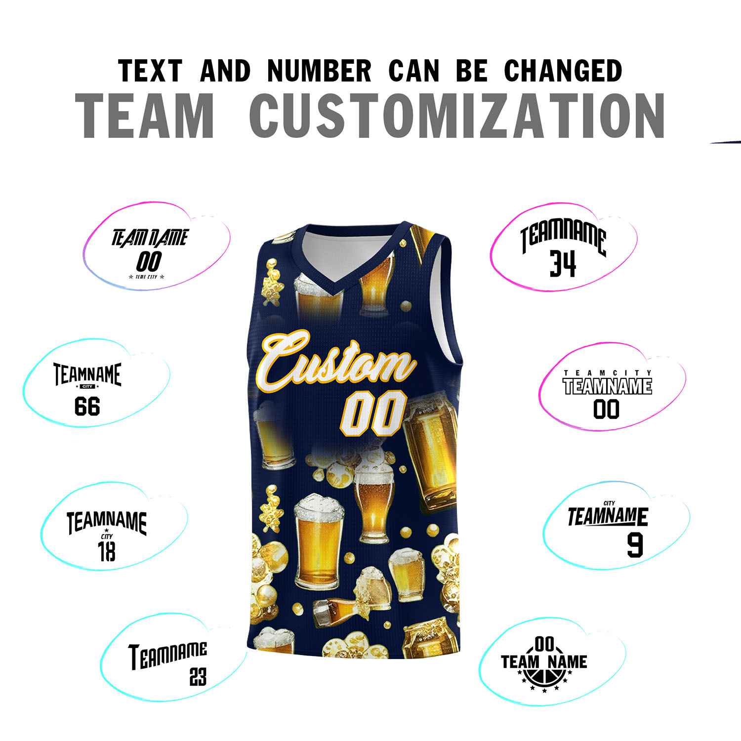 Custom Navy National Beer Day Personalized Beer Bubble Basketball Jersey | Perfect for parties | Dye-sublimation printing | KXKSHOP