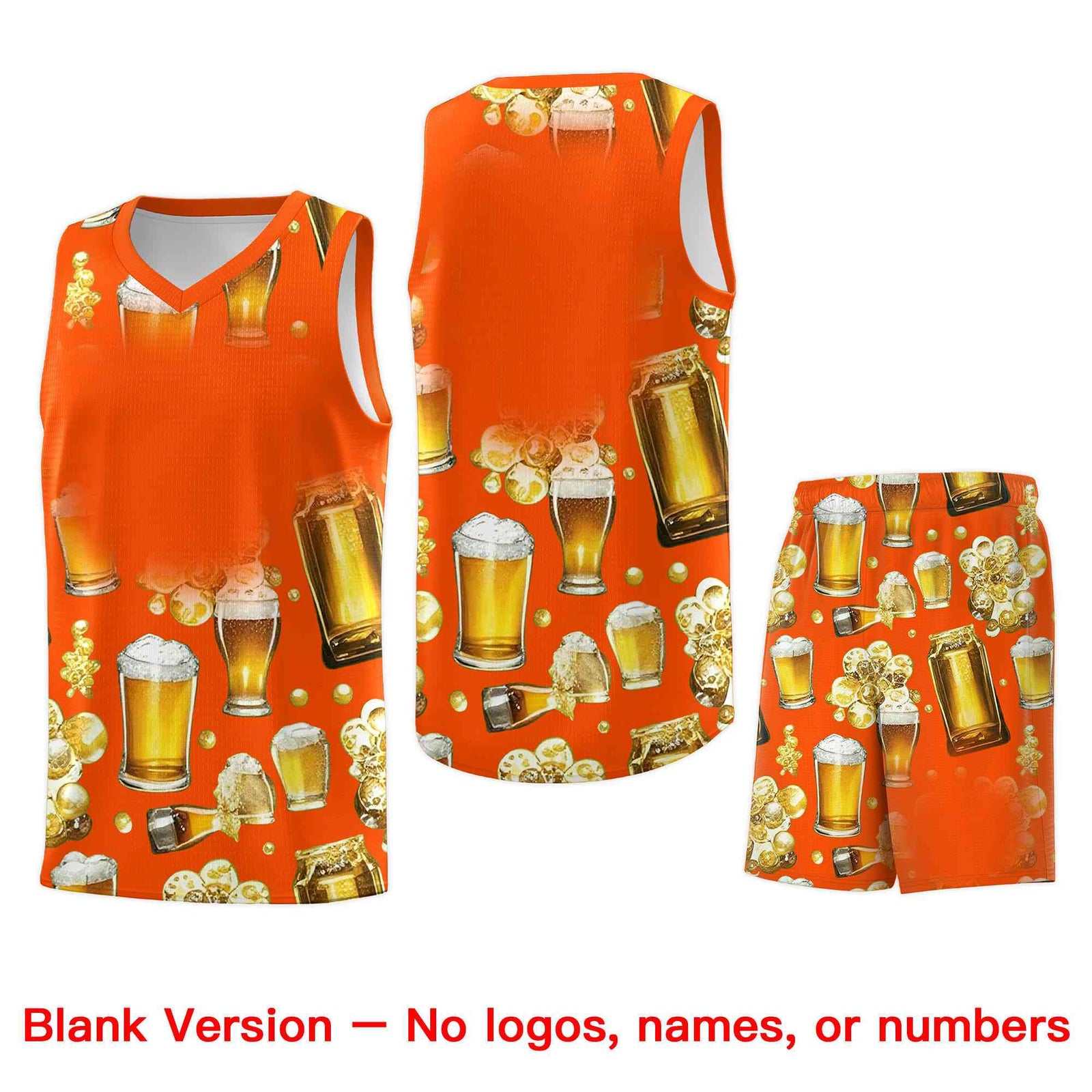 Custom Orange National Beer Day Personalized Beer Bubble Basketball Jersey | Perfect for parties | Dye-sublimation printing | KXKSHOP
