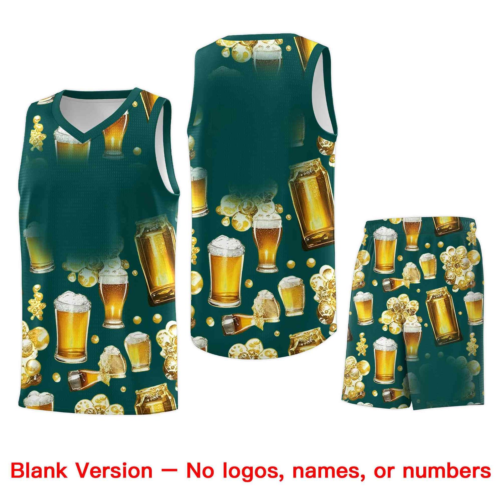Custom Midnight Green National Beer Day Personalized Beer Bubble Basketball Jersey | Perfect for parties | Dye-sublimation printing | KXKSHOP